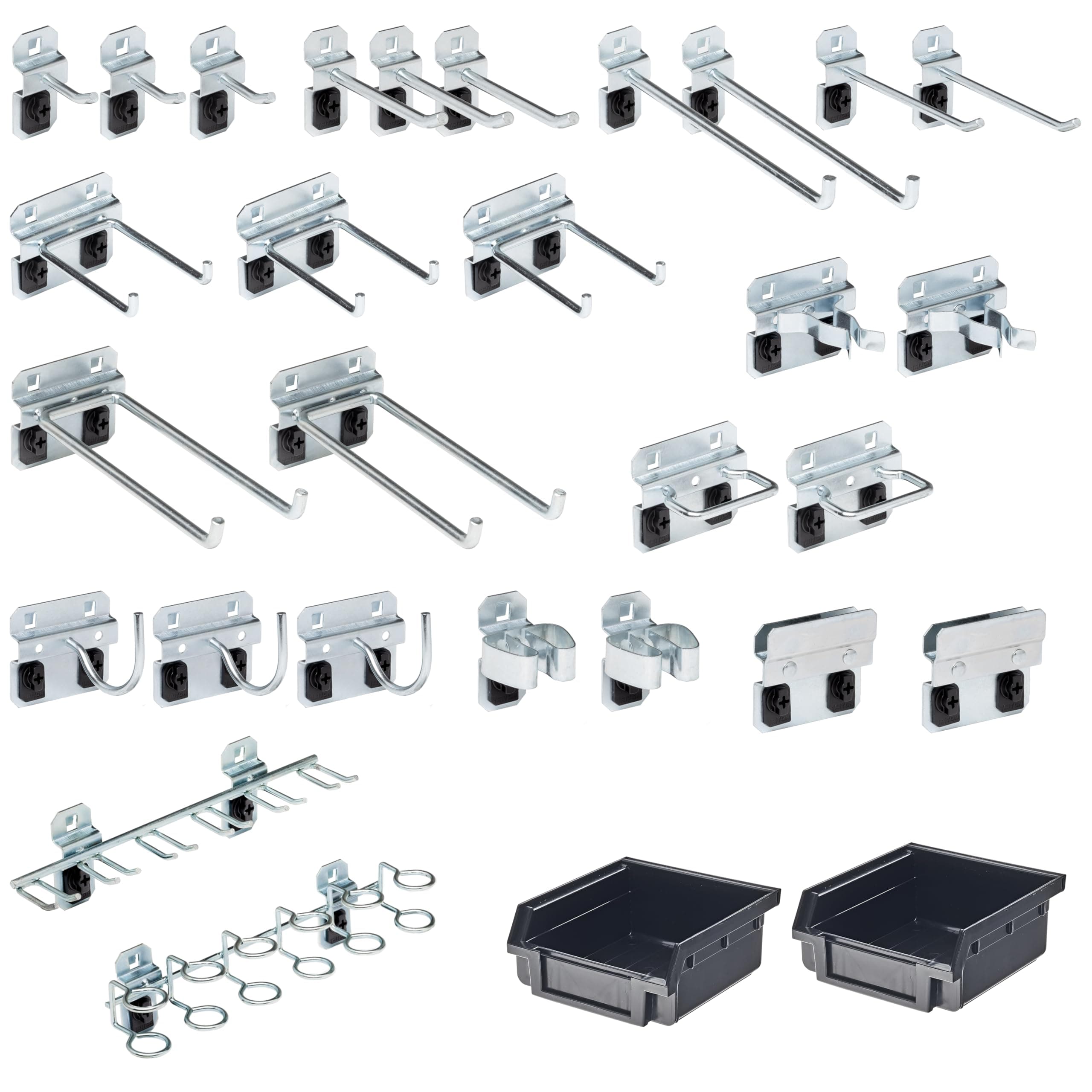 Triton Products LH3-KIT LocHook 30-Piece Zinc Plated Steel Hook and Bin Assortment for LocBoard