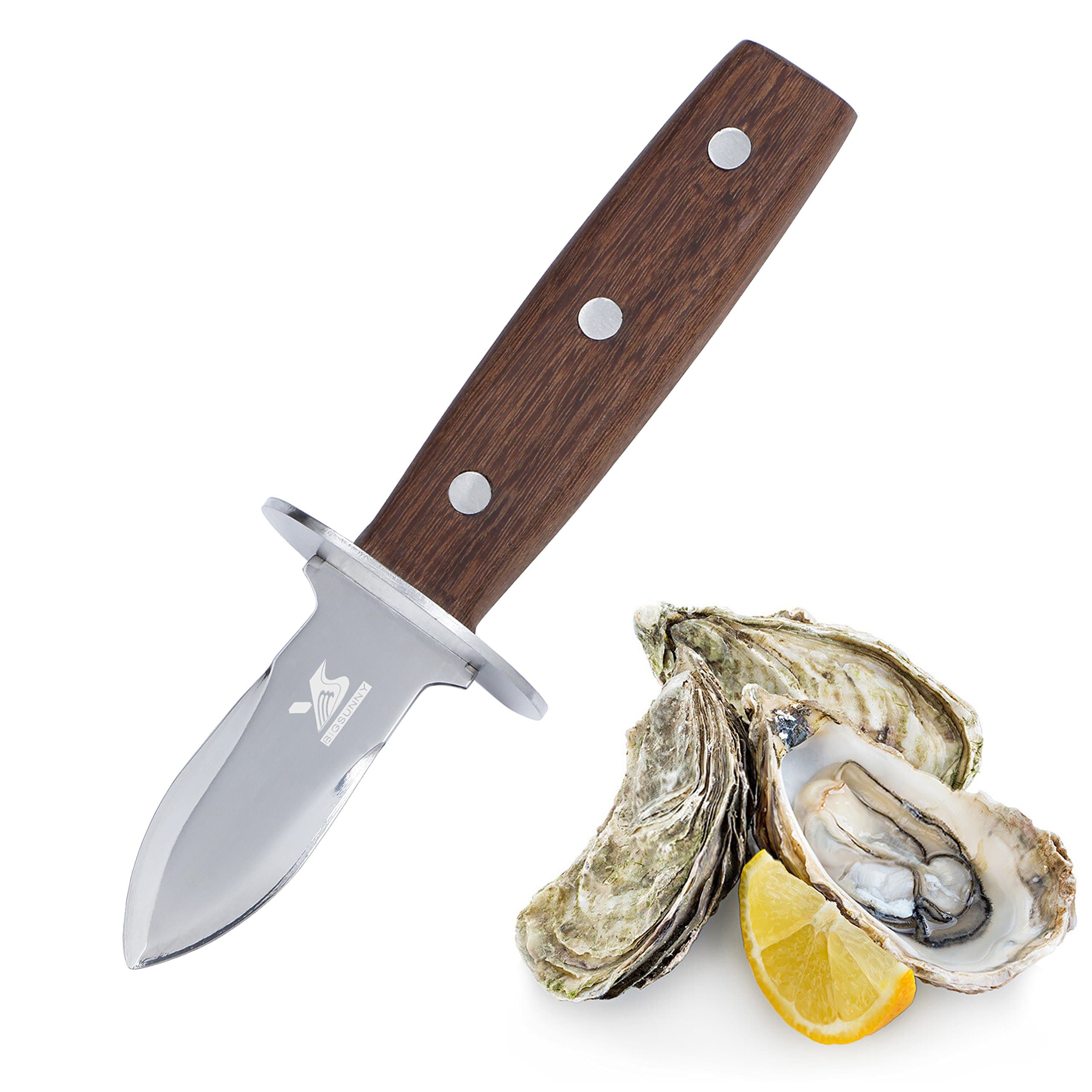 MSY BIGSUNNY Oyster Shucker Knife with Rosewood Handle - Full Tang Stainless Steel