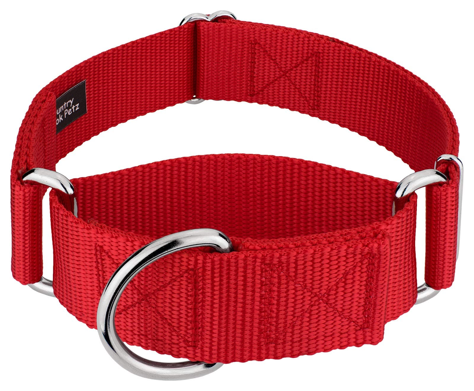Country Brook Petz - HossFit Jr Wide Martingale Dog Collar - Training Collar with No Buckle - Service Dog Collar for All Pups - Vibrant, Colorful Collection (Red, Large)