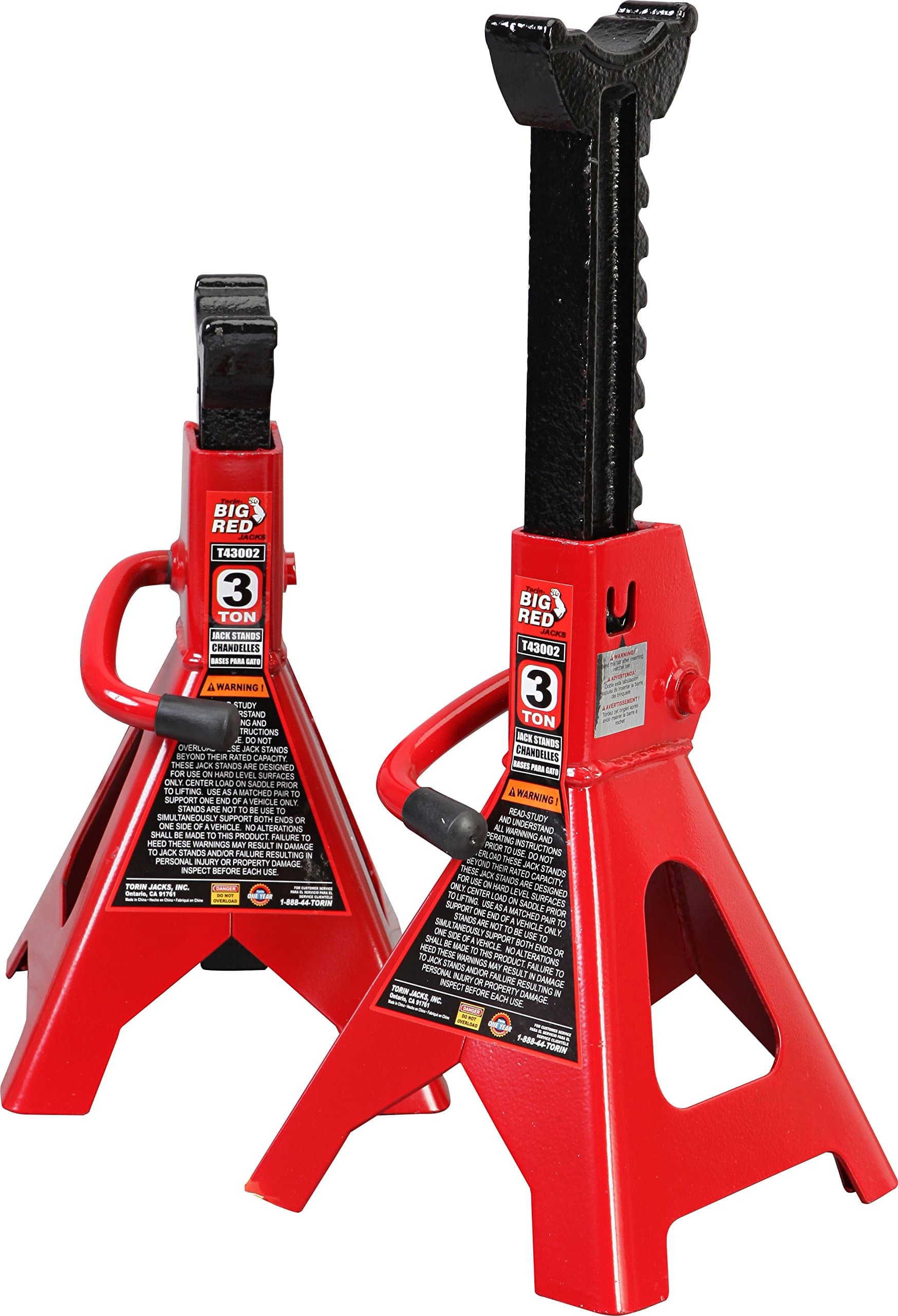 BIG RED 1 Pair Torin Steel Jack Stands: 3 Ton (6,000 lb) Capacity, Red, T43202