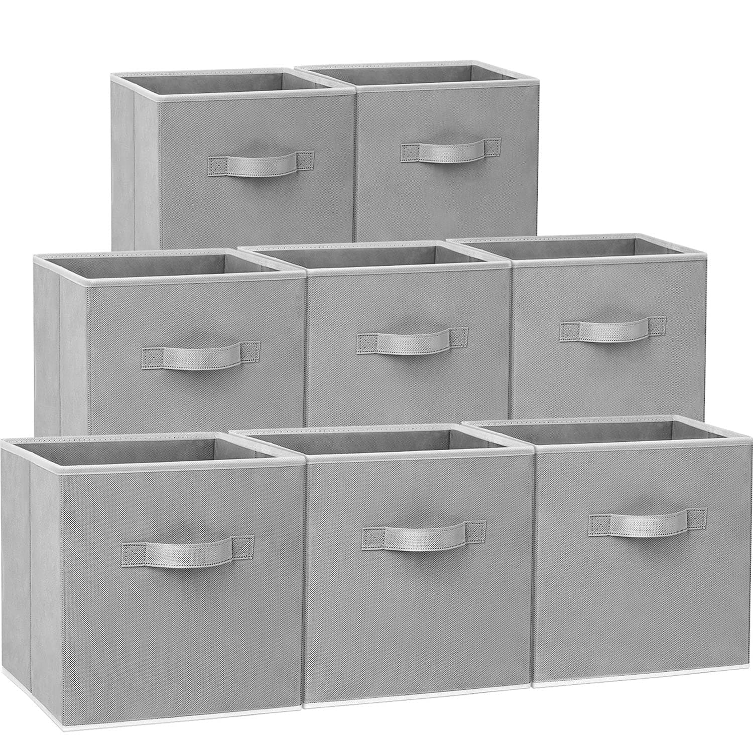 Storage Cubes - 11 Inch Heavy Duty Fabric Closet Bins for Shelves, Cube Organizer - 8 Pack Collapsible Decorative Storage Bins Baskets for Organizing Clothes Blankets Toys (Grey)
