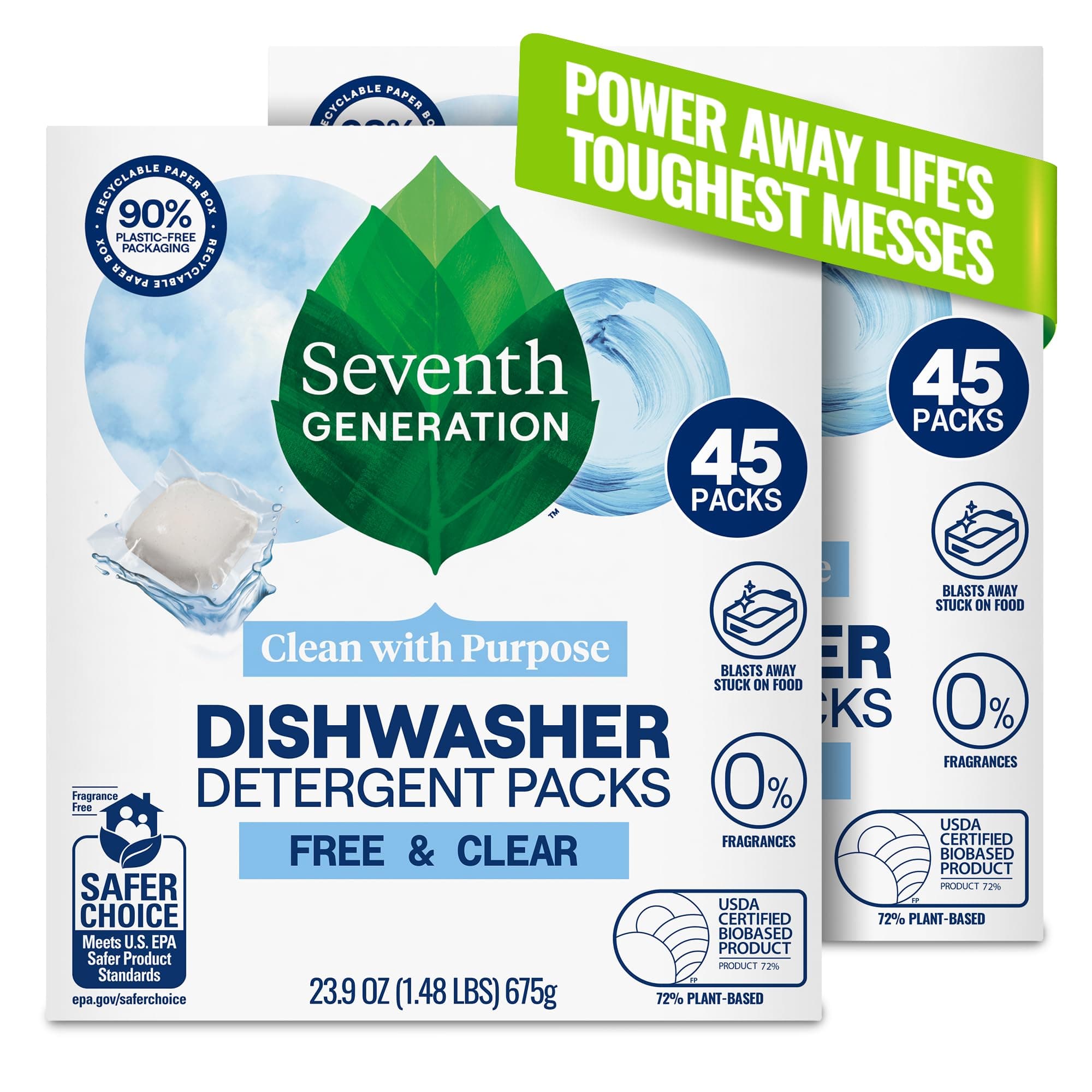 Seventh Generation Natural Dishwasher Detergent Packs, 90 Count