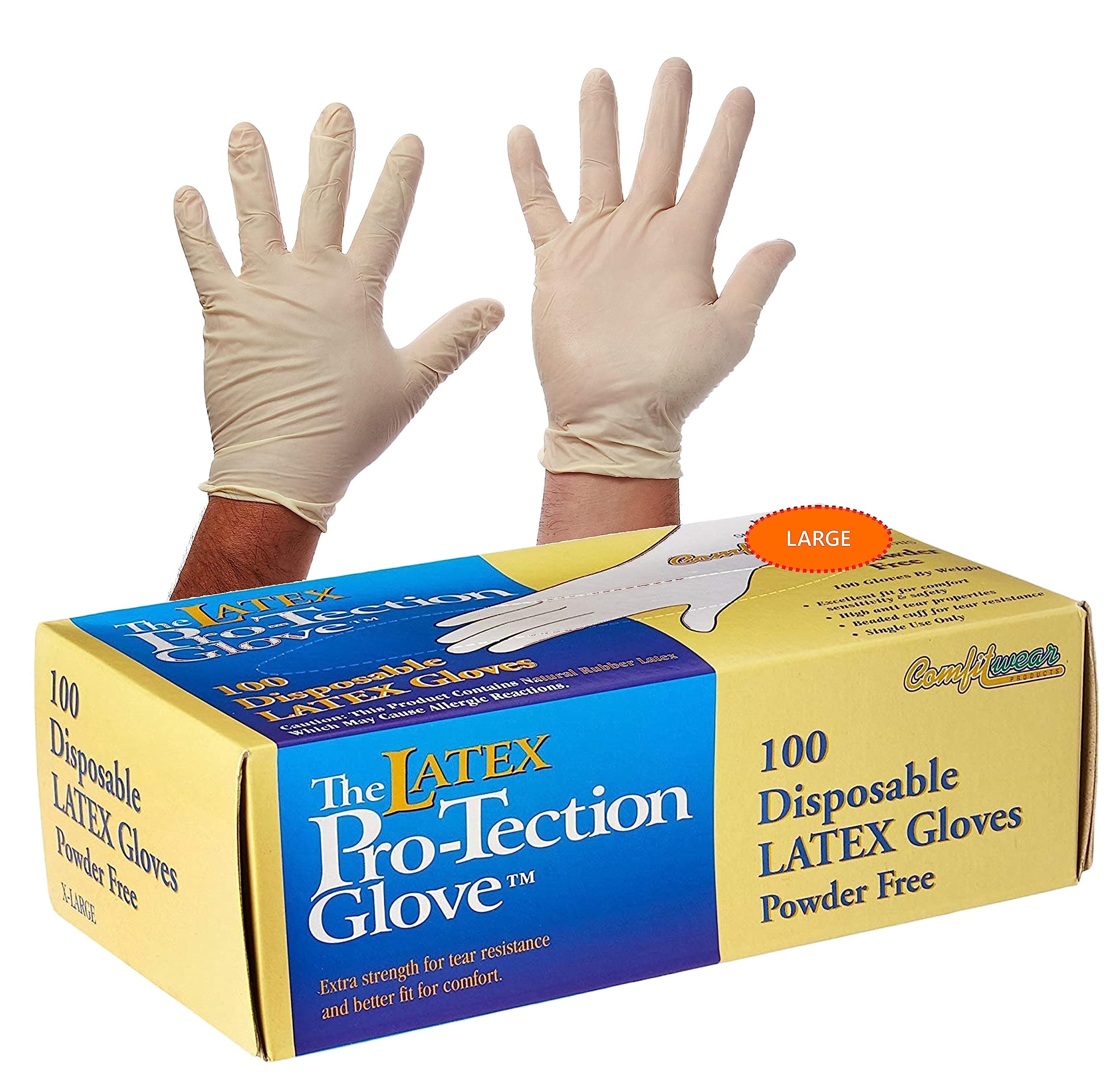 KZ Industrial 05032 Jobguard Multi-Purpose Latex Gloves, Powder Free, Large, White (Pack of 100) by KZ Industrial
