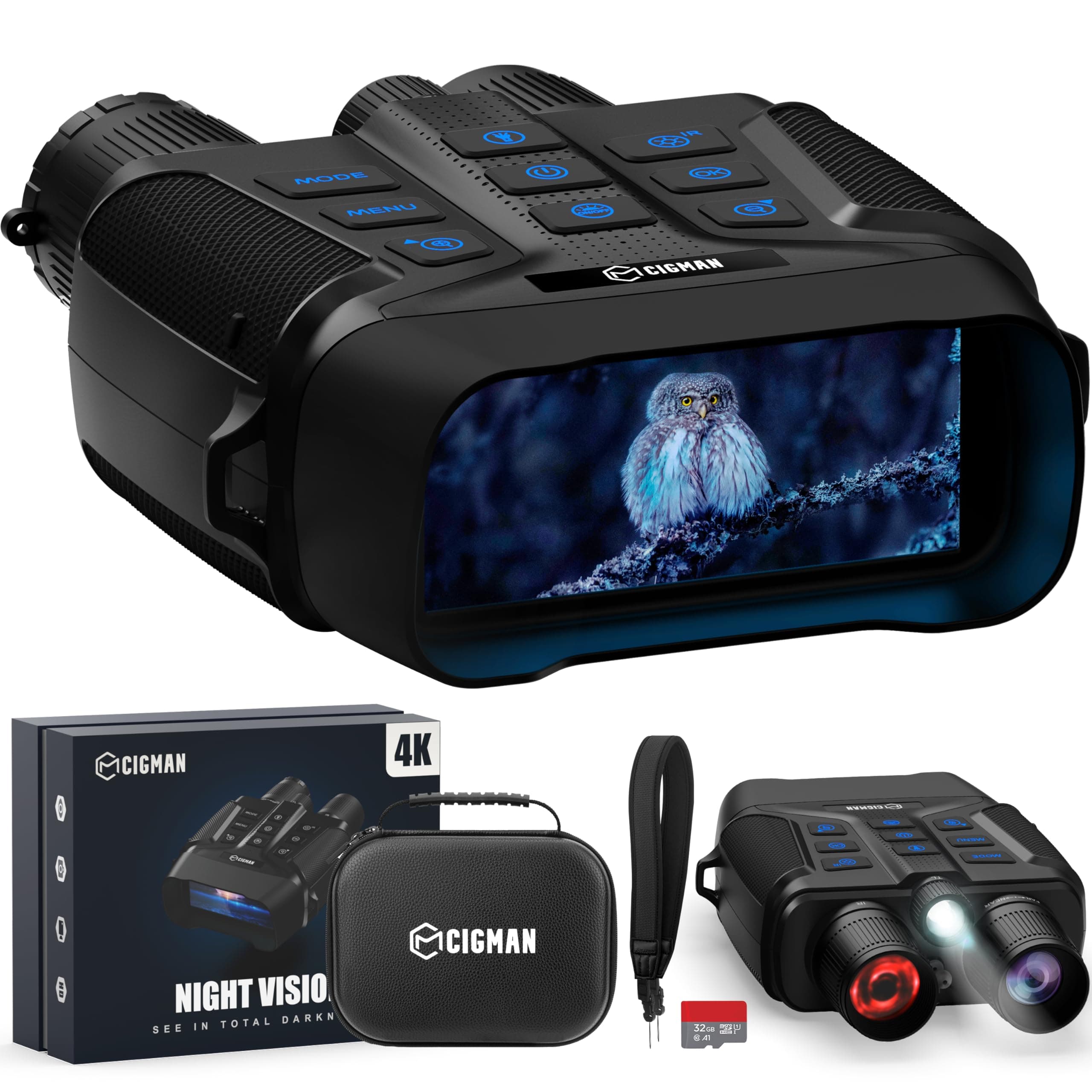 CIGMAN HD Night Vision Goggles for Adults, Digital Infrared Night Vision Scopes with 1080P Display, 5000mAh Rechargeable Battery, f/1.0 HD Camera, 5X Digital Zoom for Hunting, Observe, Bird Watching