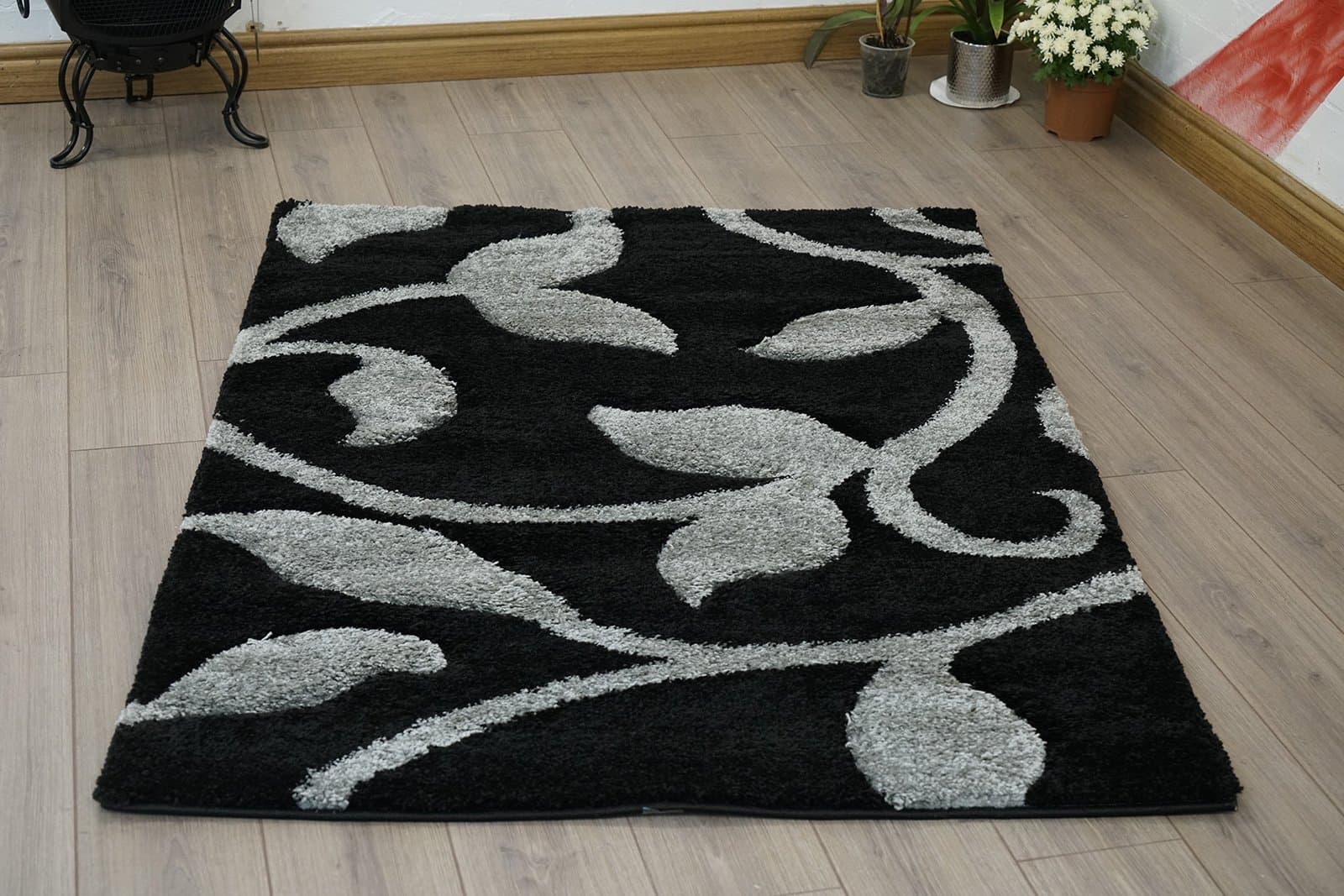 Extra Large - Large Very Soft Living Room Hand Carved Shaggy Rugs in 4 Colours (Black Grey, 60x120cm (2x4'))