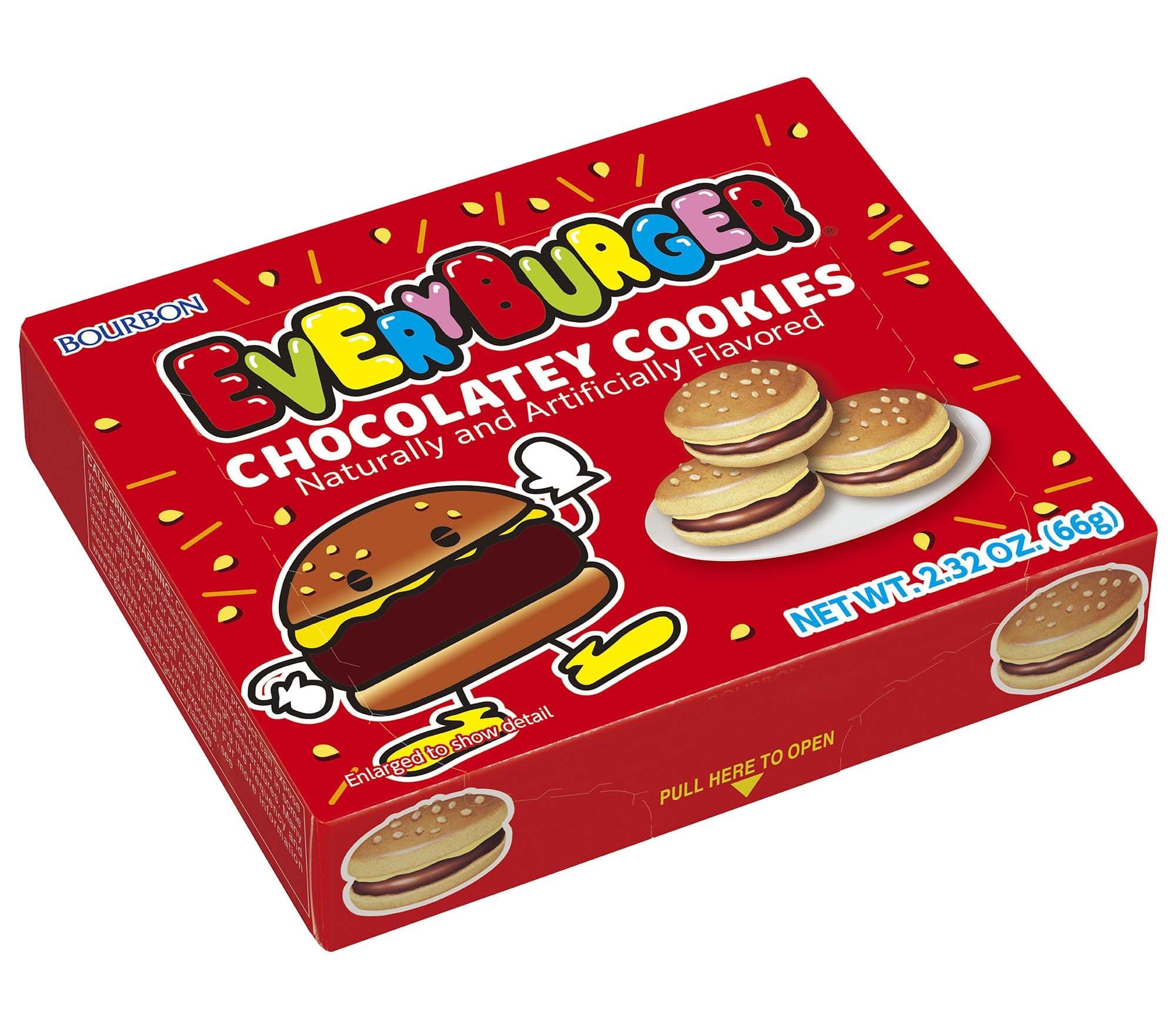 Bourbon Every Burger Chocolate Cookies, 10-Pack – Mini Burger-Shaped Japanese Biscuits Filled with Chocolate