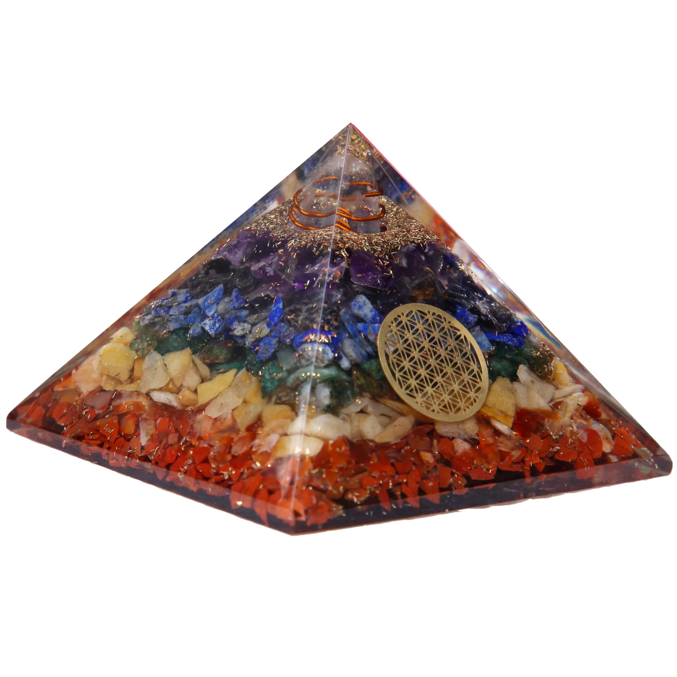 Anciently 7 Chakra Orgonite Pyramid | 7 Chakra Orgone Pyramid, (3.4 Inch Width X 2.5 Inch Height), 1 Piece