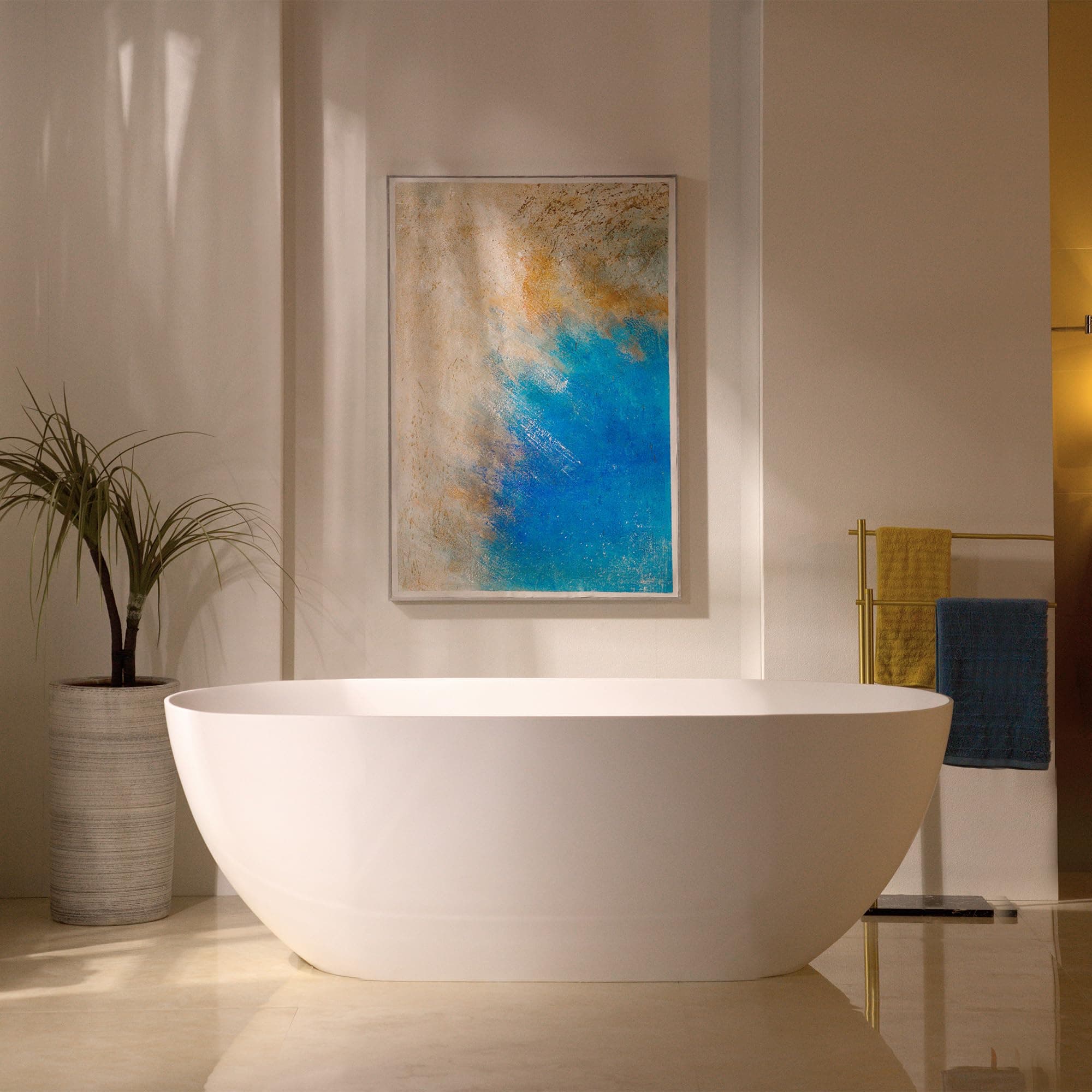 WOODBRIDGE61-1/4" L x 30-3/4" W Luxury Contemporary Solid Surface Stone Resin Freestanding Bathtub in Matte White