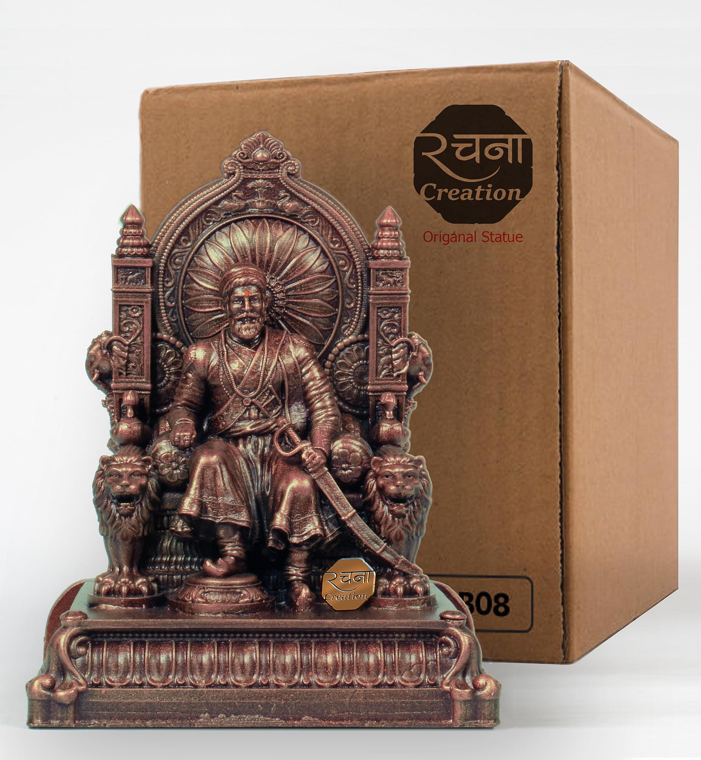 Chhatrapati Shivaji Maharaj Statue_5 inch for Home Decor and desktop,Polyurethane (PU),metallic copper