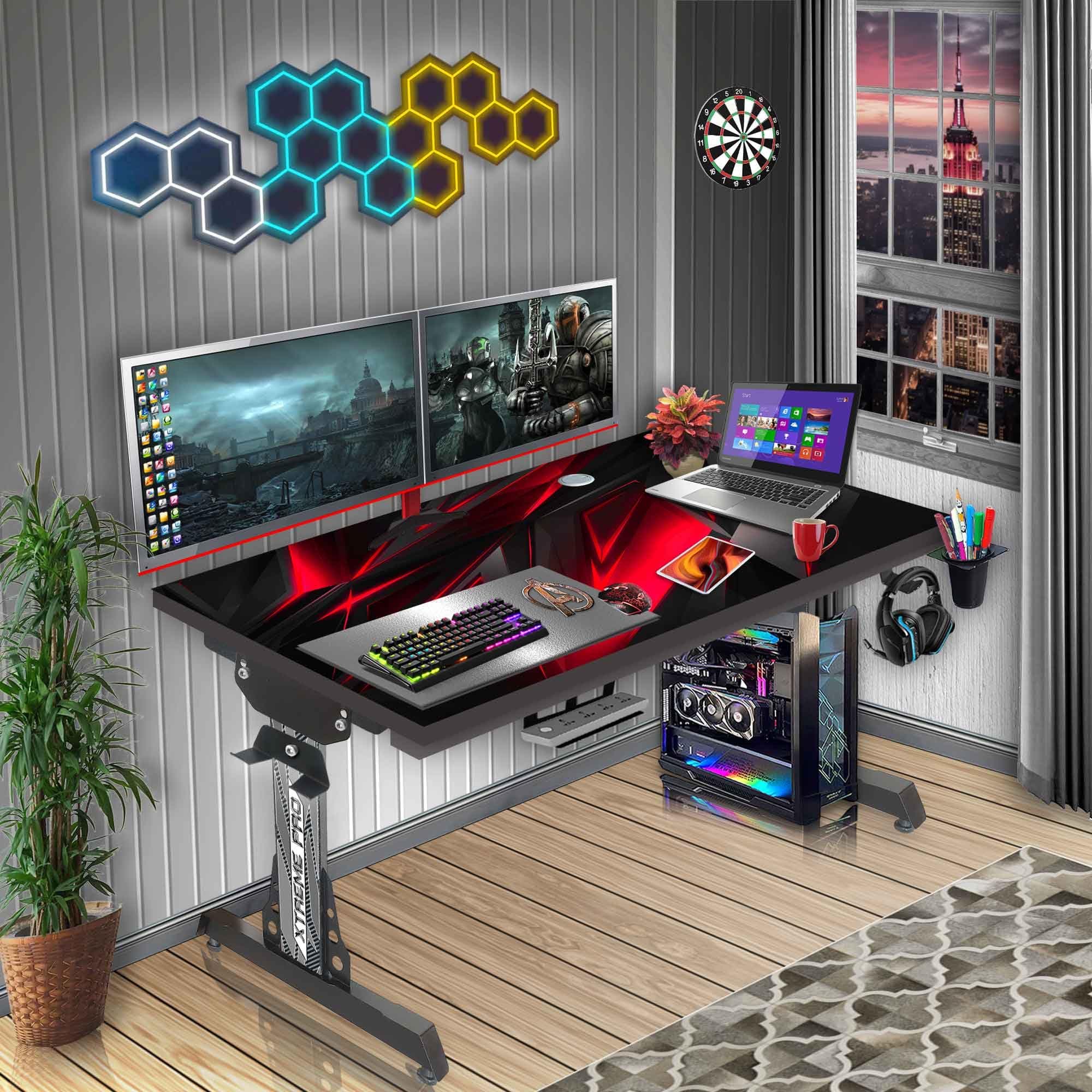 Xtreme PRO Direct Theme Image Printed Computer Table for Gaming, Work & Study Desk. Large for PC, Dual Monitors, iMac, and Laptops. Carbon Steel & Engineered Wood. Black Stand 4x2 FEET (XPB4-CT-01)