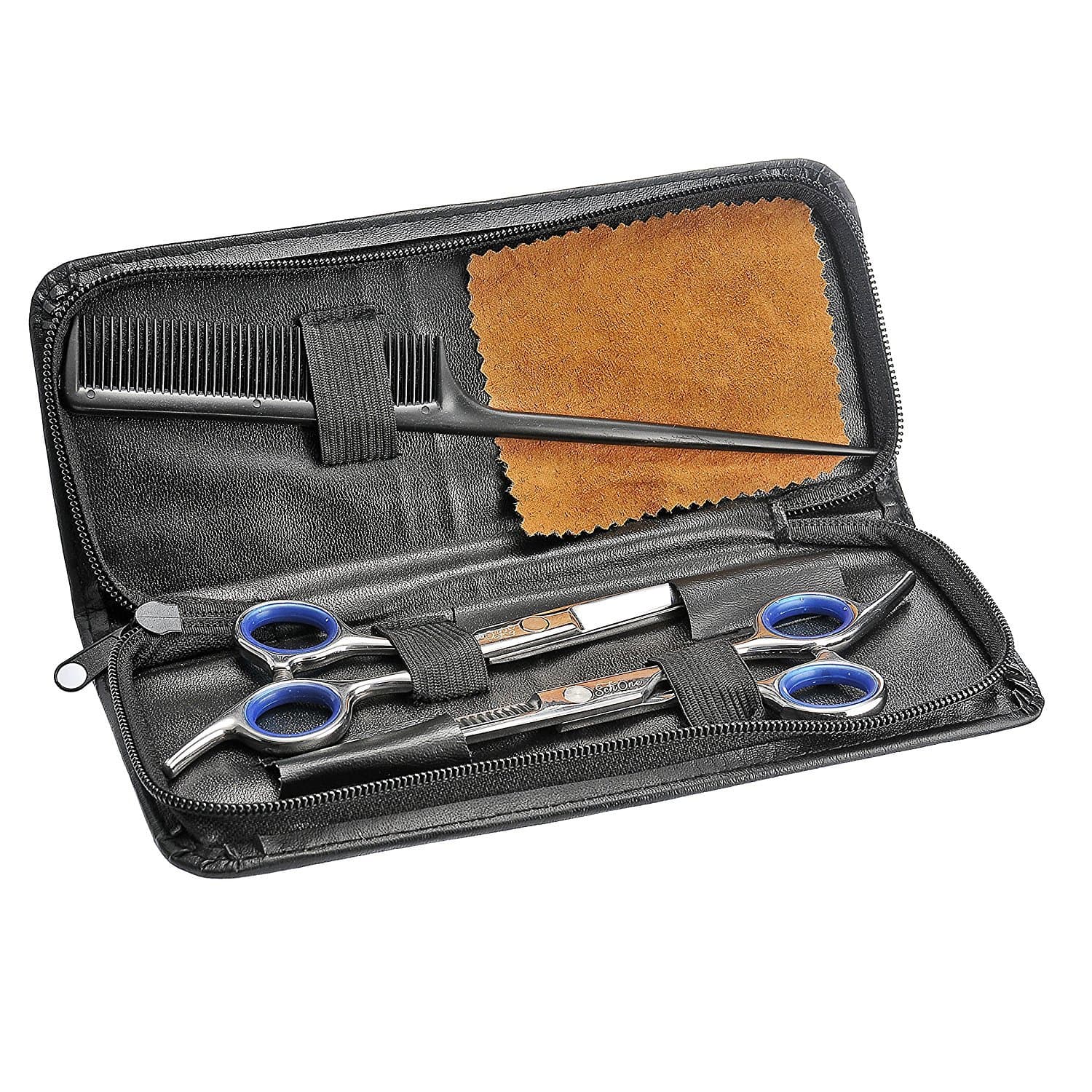 Schöne Professional Hair Cutting Scissors Shears Barber Thinning Set Kit with a Black Leather Case - 6.5" Overall Length