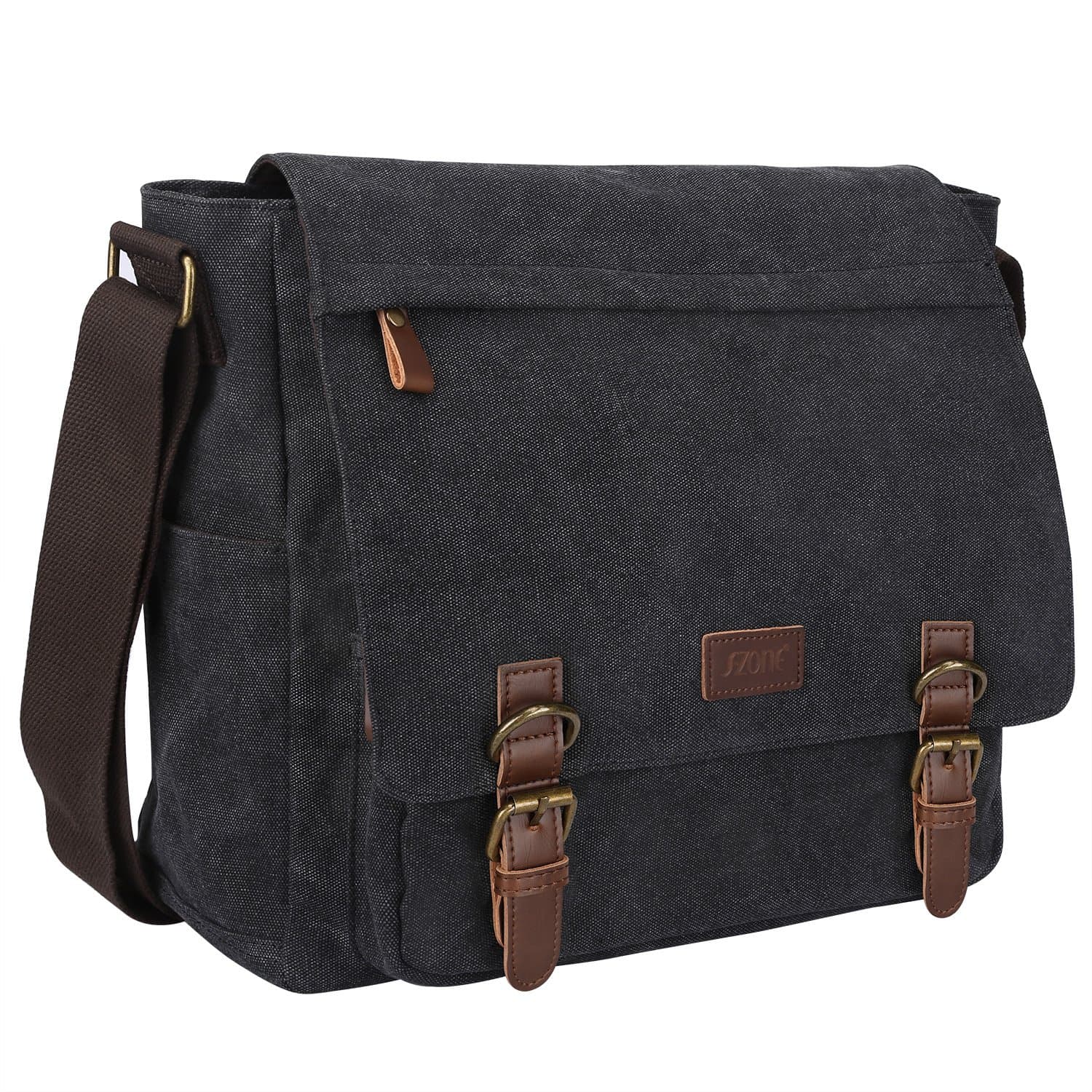 Men's Messenger Bag Crossbody Shoulder 14-17.3Inch Laptop Vintage Canvas Briefcase Satchel for Work School Traveling Daily Use Multiple Pocket