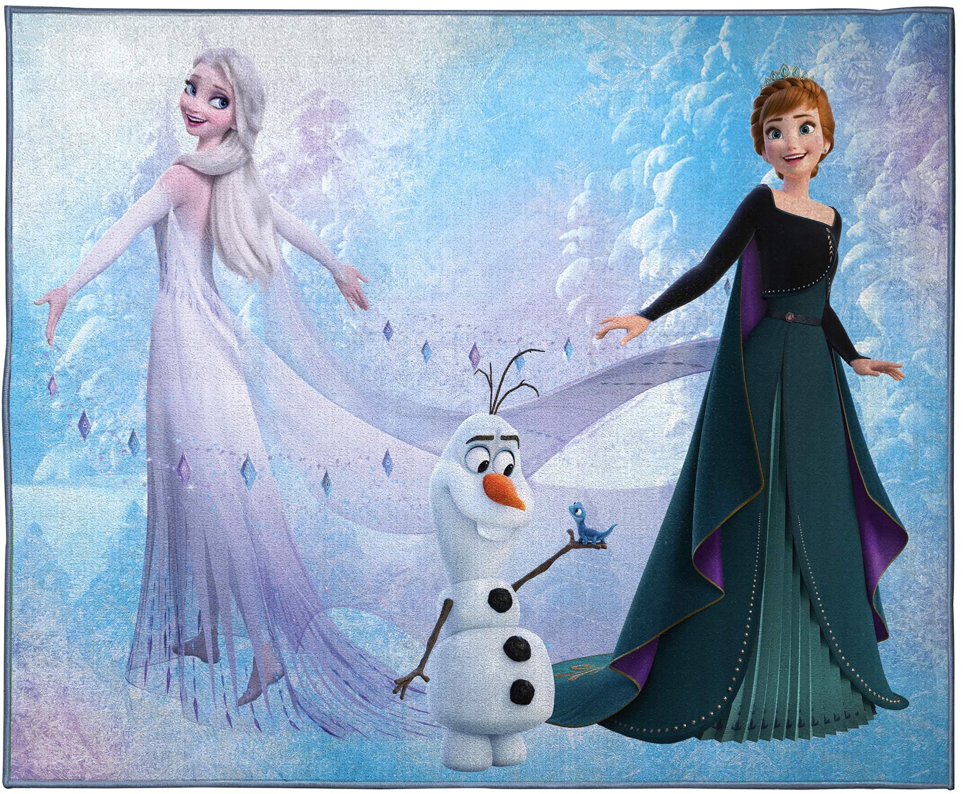 Jay Franco Disney Frozen Snow and Ice Room Rug - Large Area Rug Measures 4 x 5 Feet Features Elsa, Anna, & Olaf (Offical Disney Product)