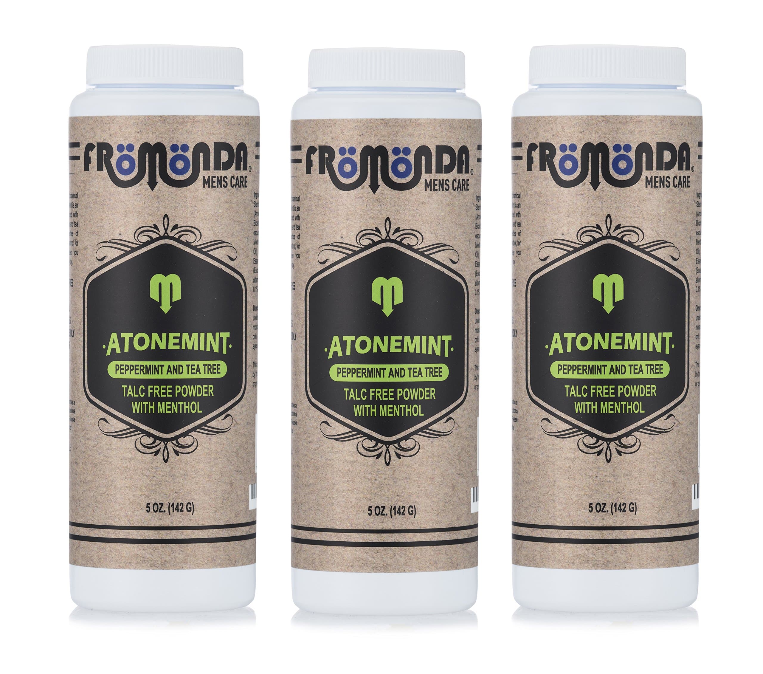 AtoneMint Talc Free Body Powder With Menthol -- 3 Pack