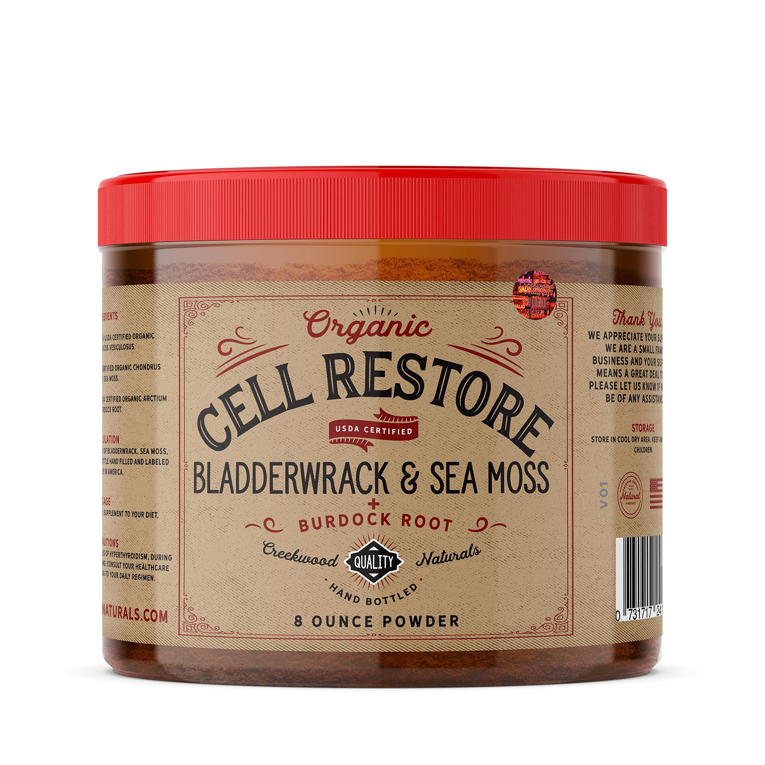 Cell Restore Bladderwrack Irish Sea Moss Burdock Powder- 100% Natural Cell Food Repair, Vegan, Non-GMO, SEBI Inspired (8 Ounce)