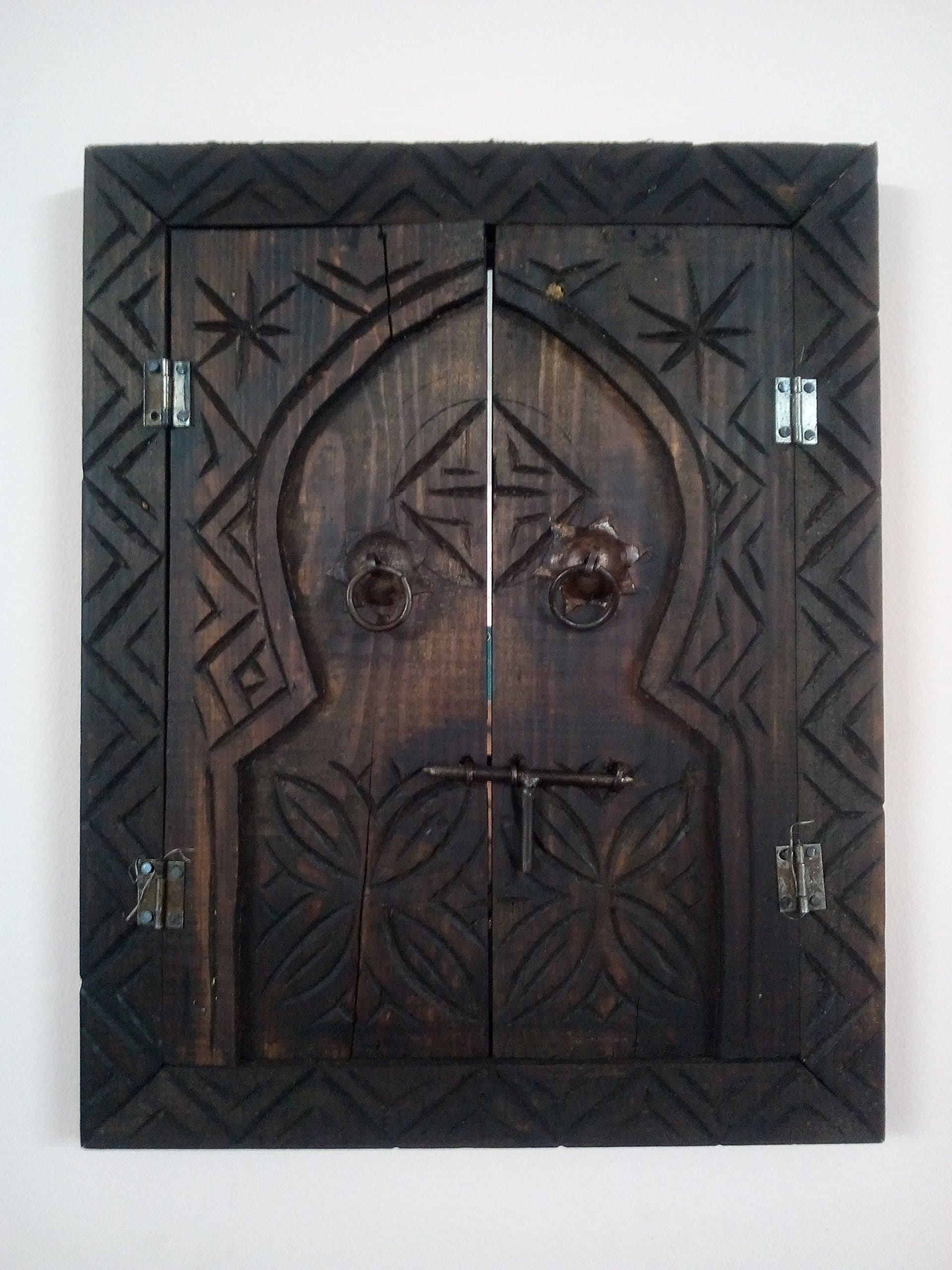 Wooden frame wall mirror carved Morocco Moroccan 0859 Moroccan Ethnic African Craft Hand Made