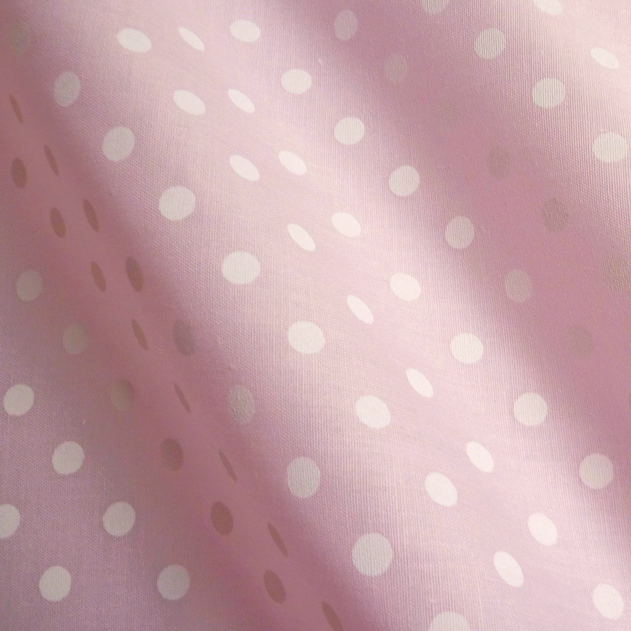 Pastel Pink Polycotton Fabric with Printed 5mm White Spot (Per Metre)