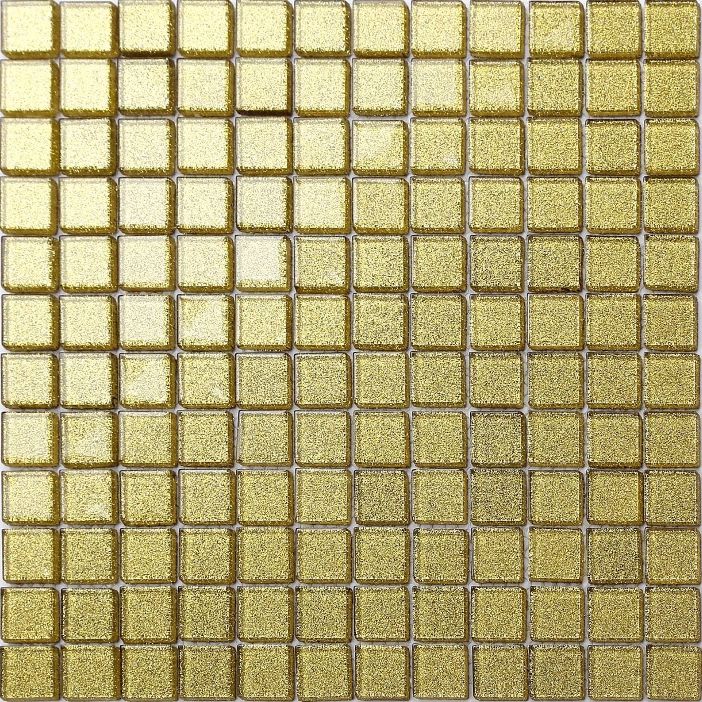 30cm x 30cm Champagne Gold Glitter Glass Mosaic Tiles Sheet (MT0080)