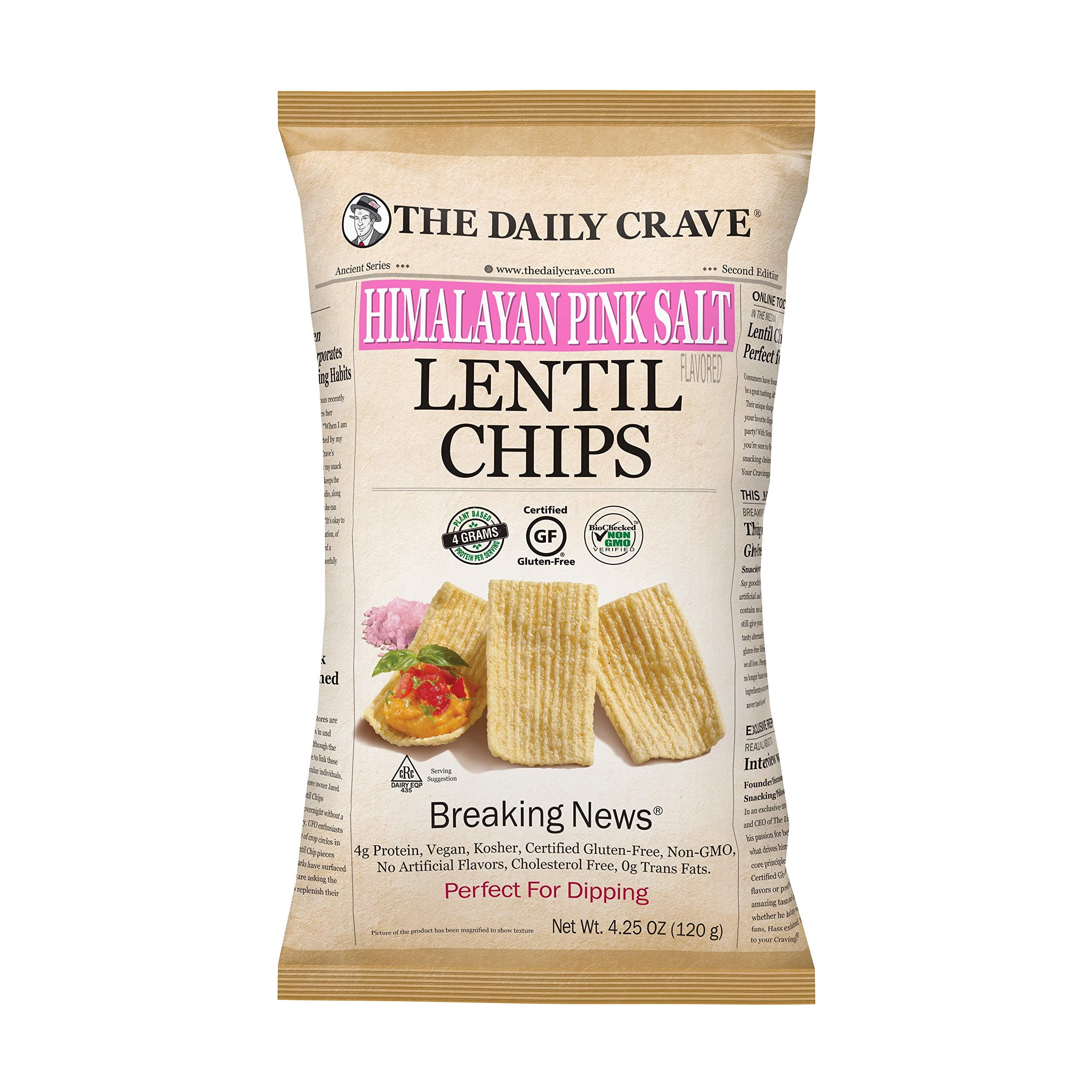 Himalayan Pink Salt Lentil Chips, 4.25 Oz (Pack Of 8) 4 G Protein, Gluten-Free, Non-Gmo, Kosher, Crunchy