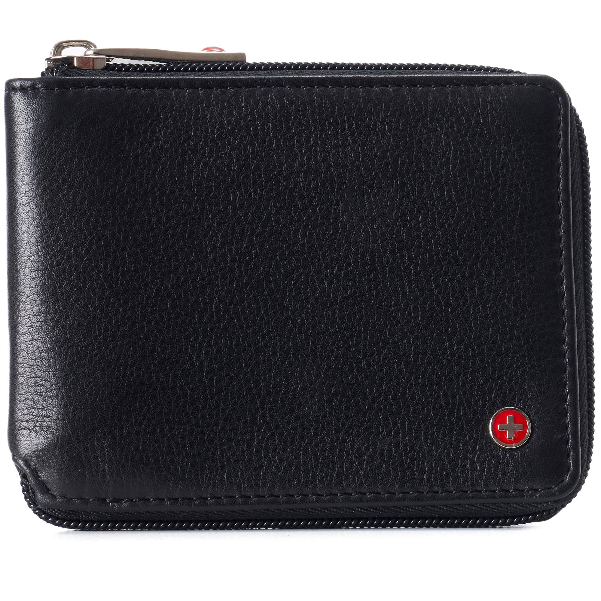 Alpine Swiss Logan Zip Bifold Wallet for Men Women RFID Blocking in Gift Box US Size: One Size Color: Black
