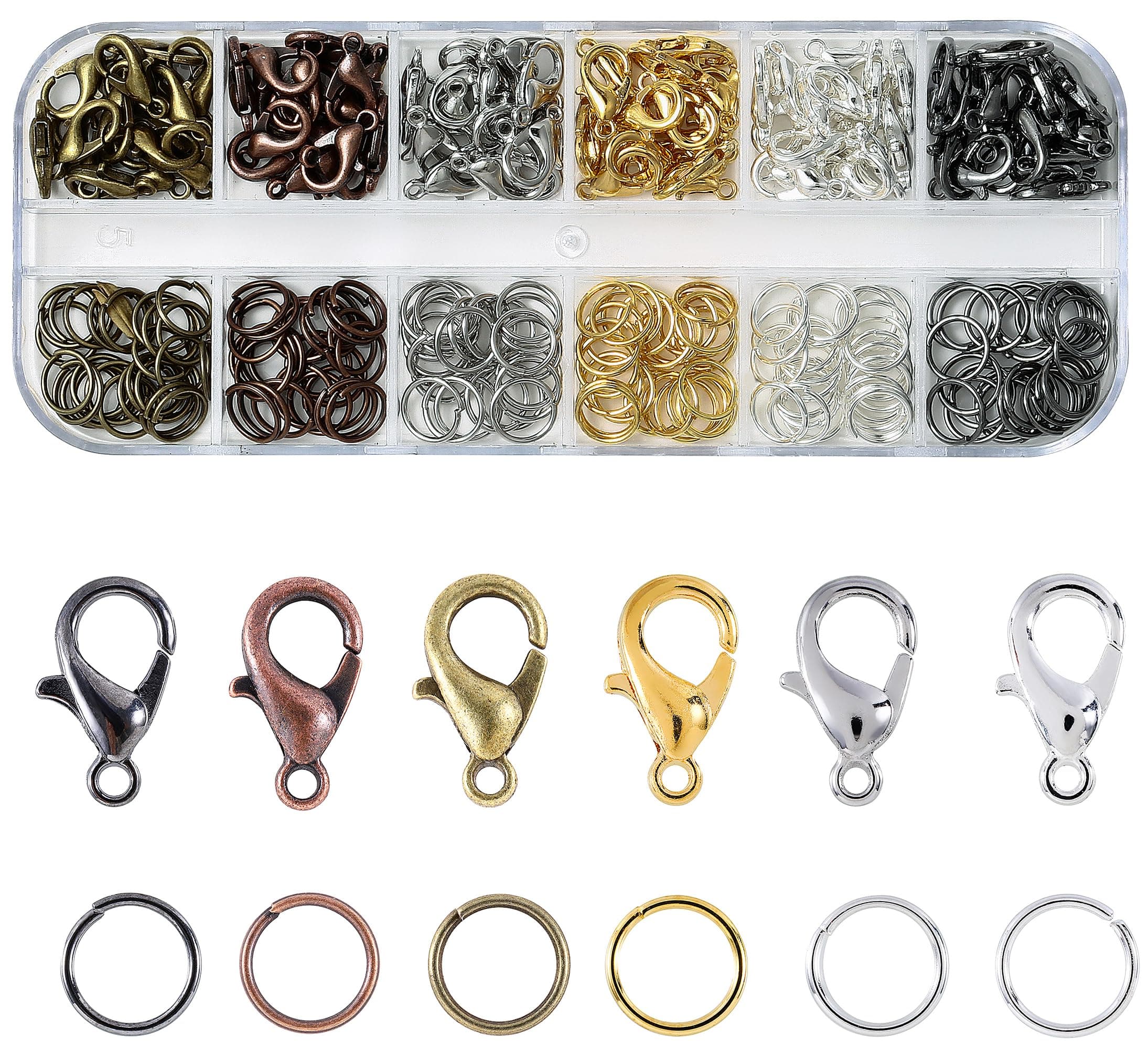 Lobster Claw Clasps and Open Jump Rings Set, 6 Colors Lobster Clasps for Jewelry Making, Keychains and Bracelet