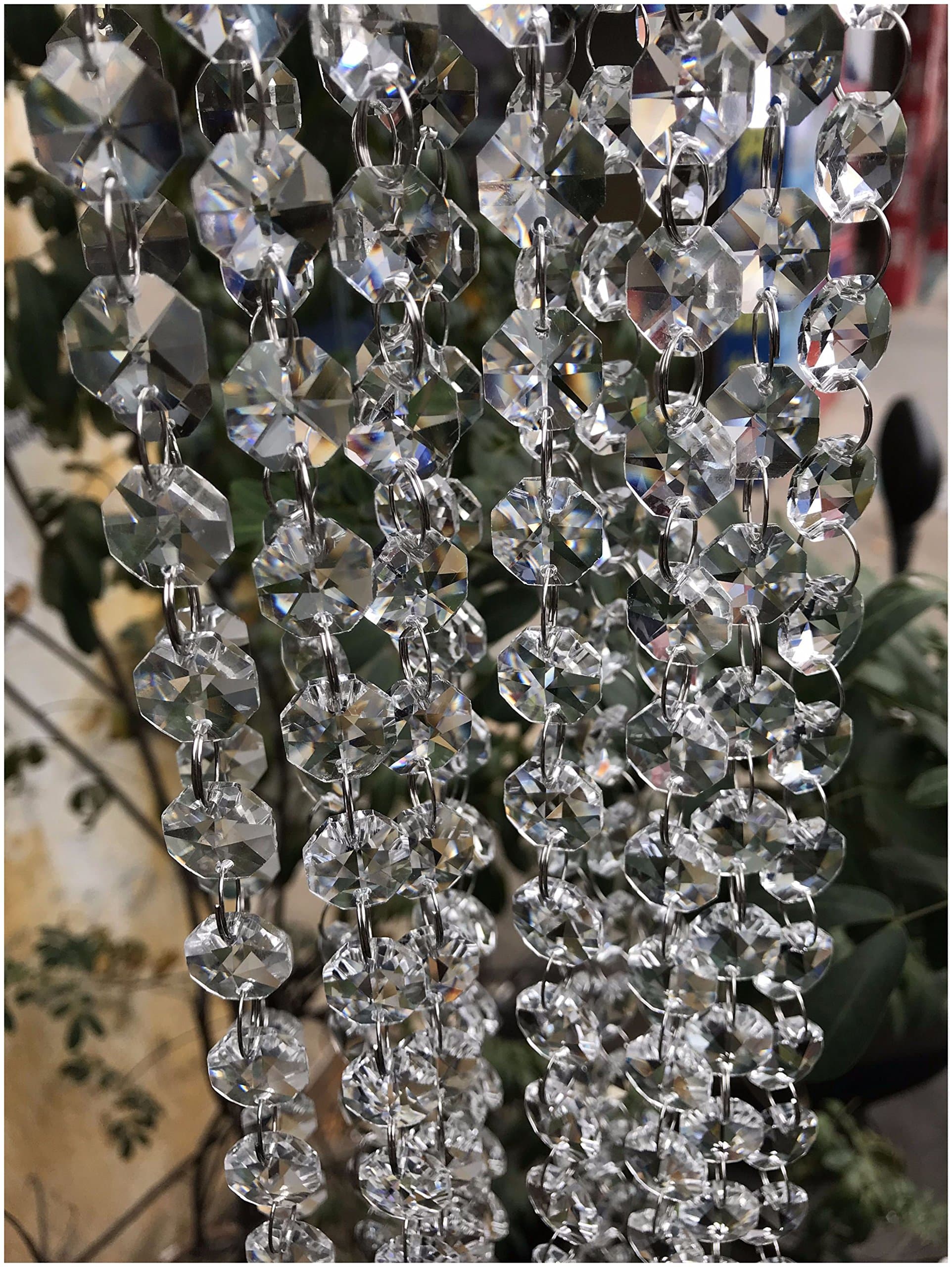 DIY Clear Crystal Chandelier Beads Lamp Chain for Chandelier Prism Octagon Beads Chain Wedding Party Tree Garlands Home Decoration (16 Feet)