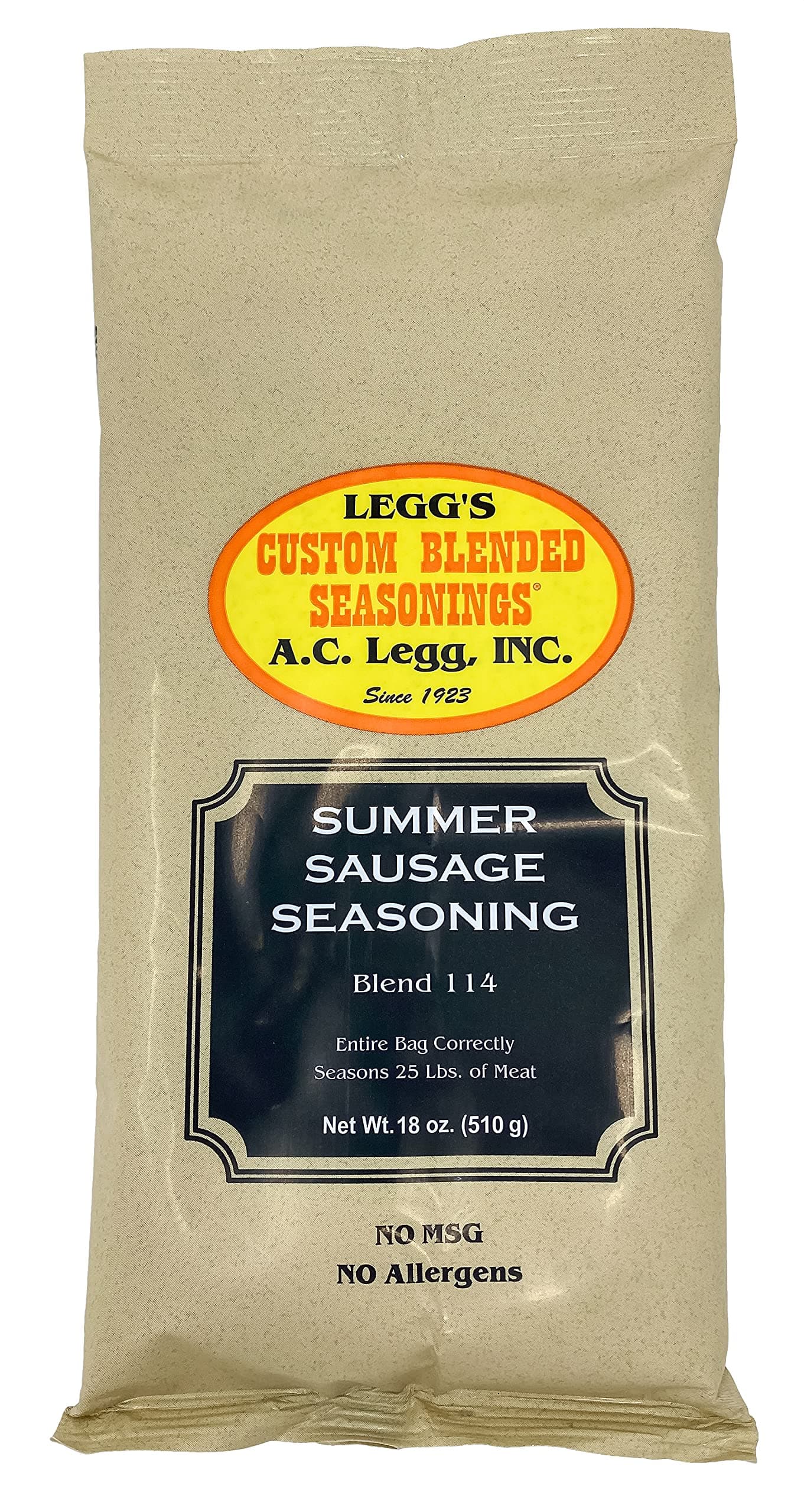 A.C. Legg #114 Summer Sausage Seasoning, 18 oz- 1 Pack w/cure