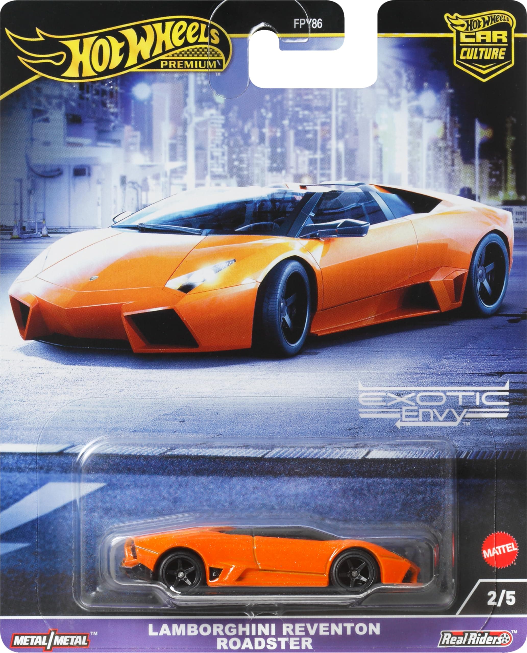 Premium Car Culture Circuit Legends Toy Vehicle, 1:64 Scale Die-Cast Lamborghini Reventon Roadster for Collectors, Real Riders, Metal/Metal