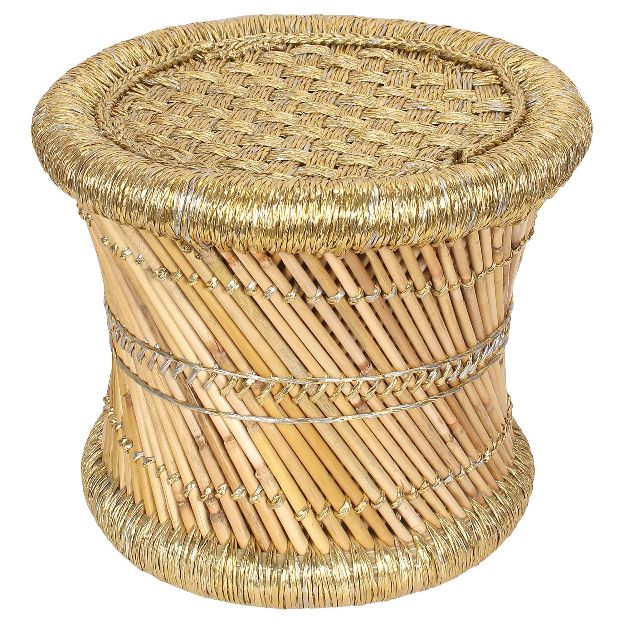 ANNA AGRO Handcrafted Canewood Mudda Sitting Stool/Chair/Muddha for Home,Office,Garden & Café, Outdoor/Indoor/Furnishing - (12 X 12 X 12 inches)