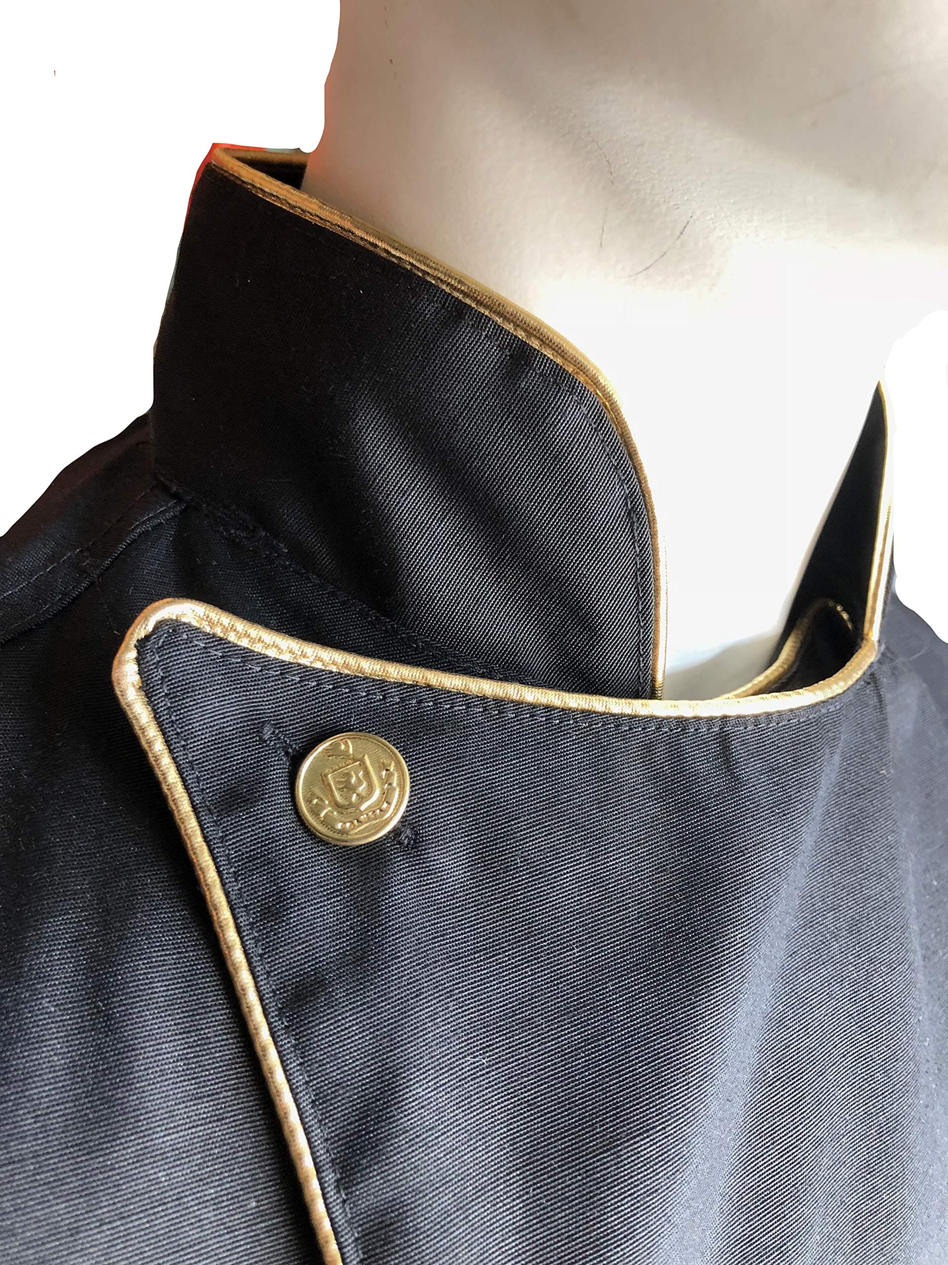 CHEFSKIN TOP Deluxe Chef Jacket Coat Black with Gold Piping, Soft Twill Fabric, Great Gift