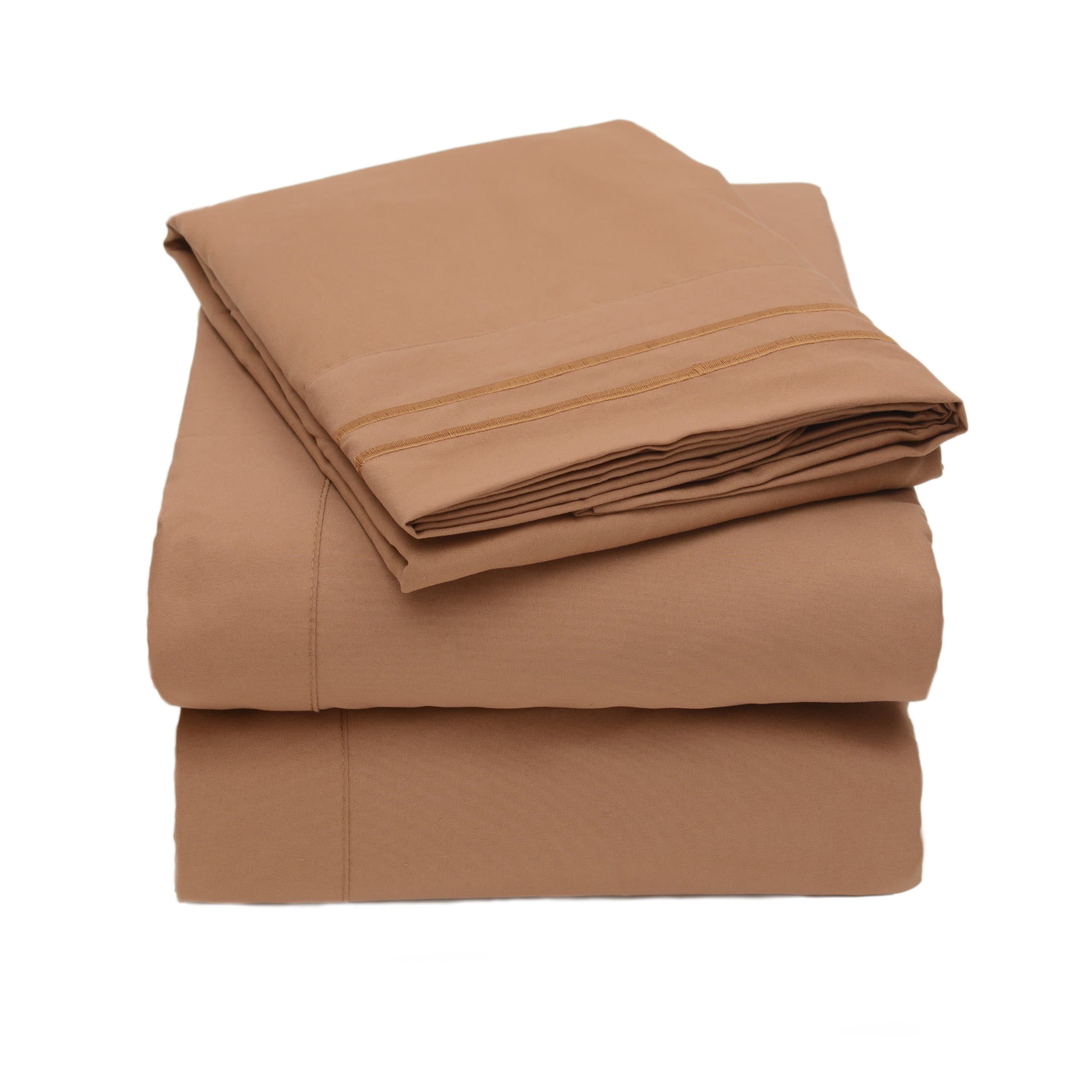 Olivia Branch 1800 Prime Collection - Soft and Cozy Sheet Sets - Wrinkle Resistant, deep Pocket, and Luxury Hotel Quality - Over in Twin, Full, Queen, King and Cal King - Queen Mocha
