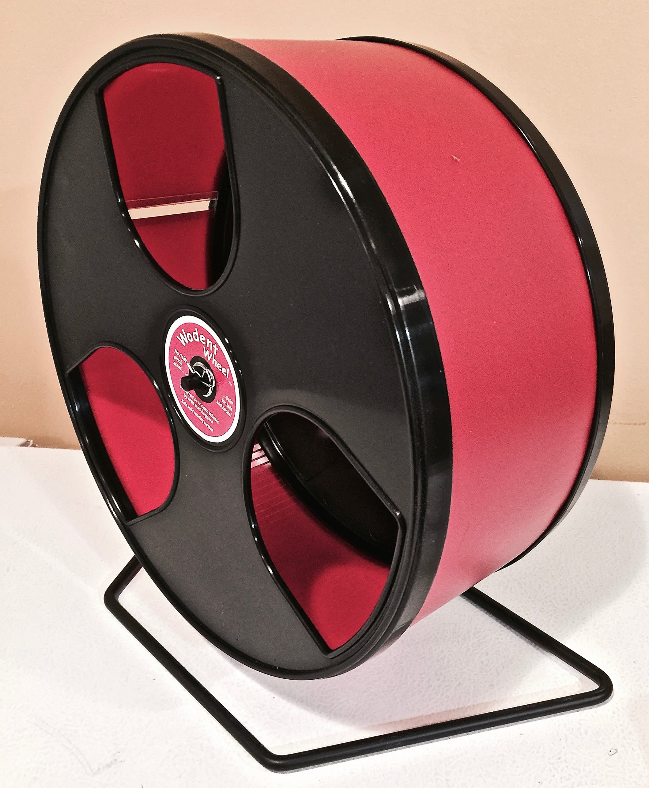 Hedgehog, Chinchilla, 12" WODENT Exercise Wheel with Wide Track -RED with Black Panels