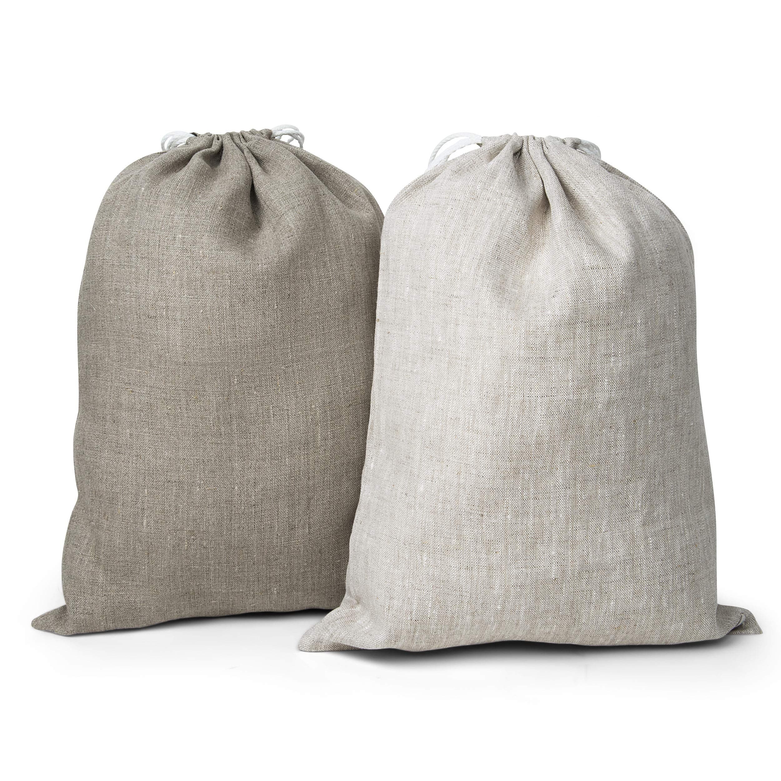 Varvara Home Set of 2 bio Linen Bread Bags - Сloth bread bag - Bread Bags for Homemade Bread - Bread Storage Bag - Natural Beige - Brown (12 x 16 inch)