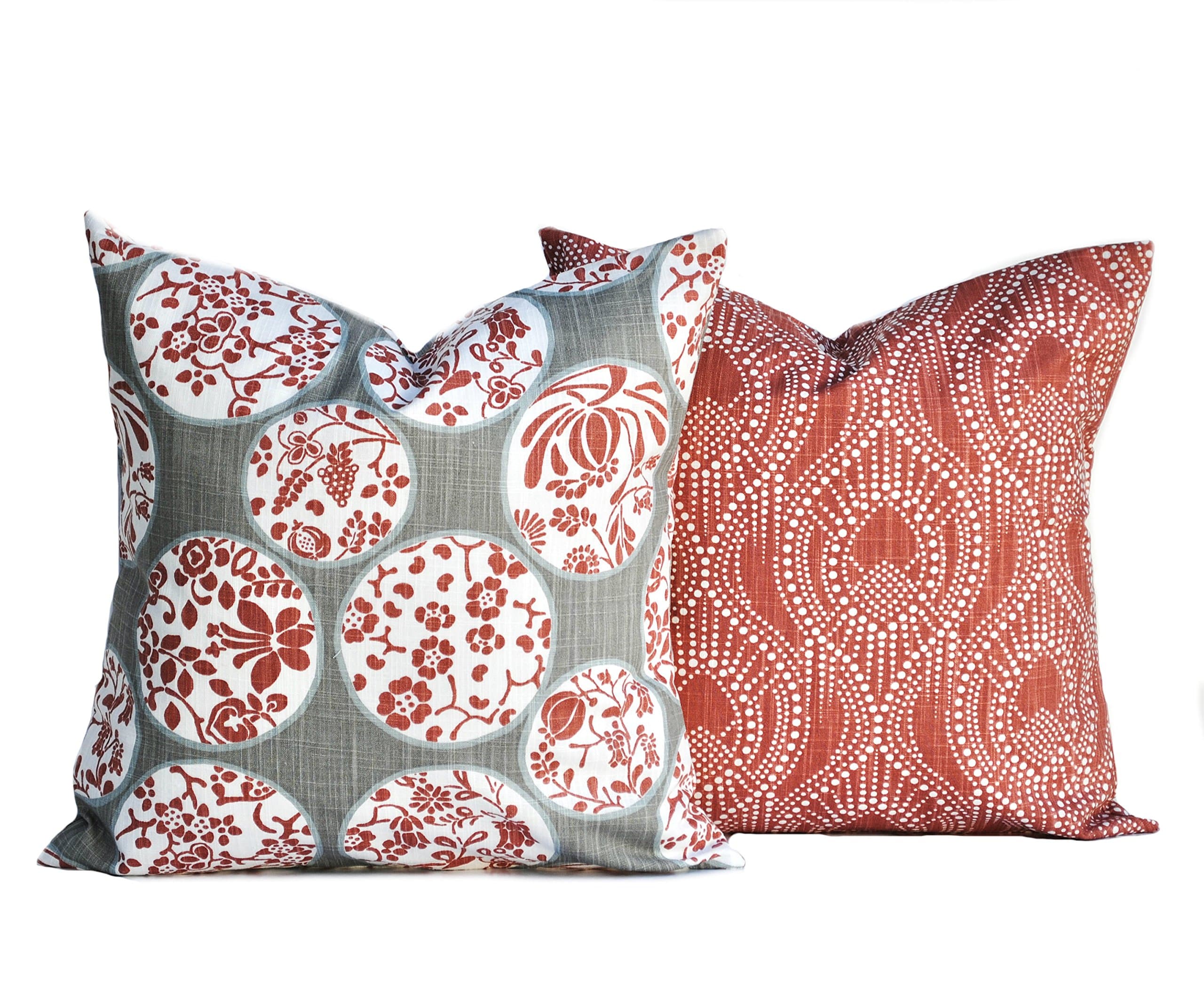 That Dutch Girl Two Dark Red Pillow Covers, Cushion, Decorative Throw Pillow, Scarlet Pillow, Accent Pillow, Red Grey Blue Pillow, Medallion Alyssa Pillow case