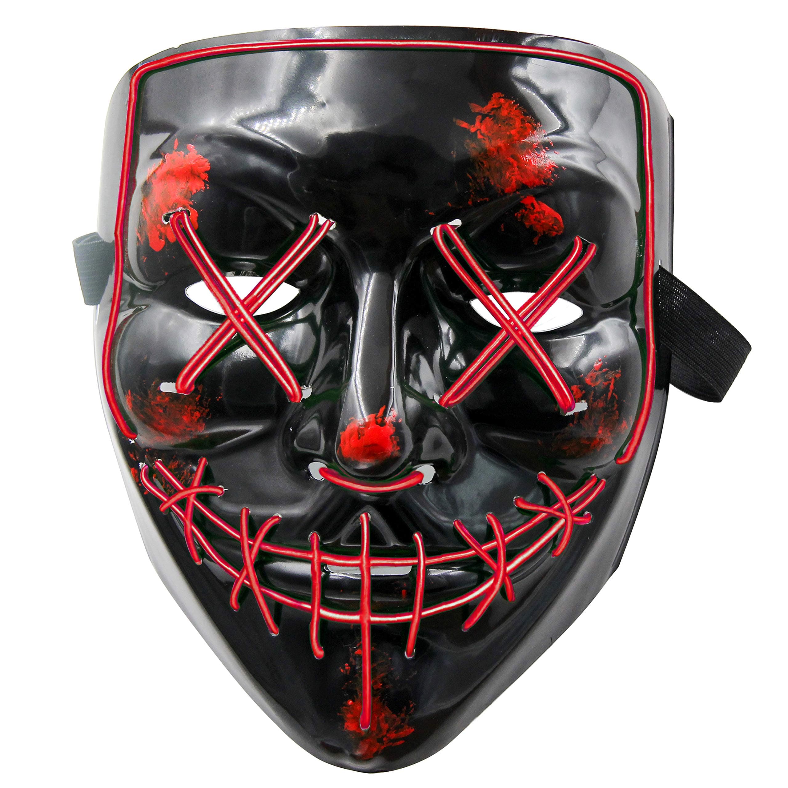 heytech LED Mask Halloween Scary Mask Cosplay LED Costume Mask Light up for Halloween Festival Party(Red))