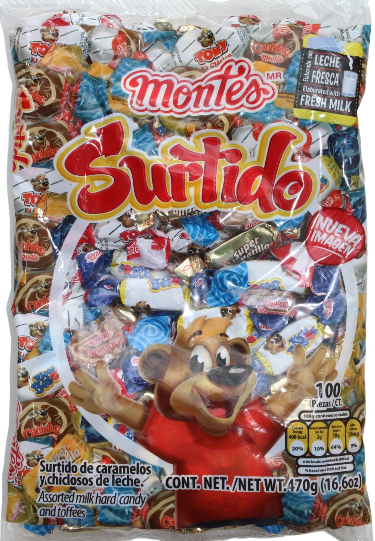 Surtido Montes - Assorted Milk Hard Candy and Toffees 100pcs (Net Weight 16.6oz)