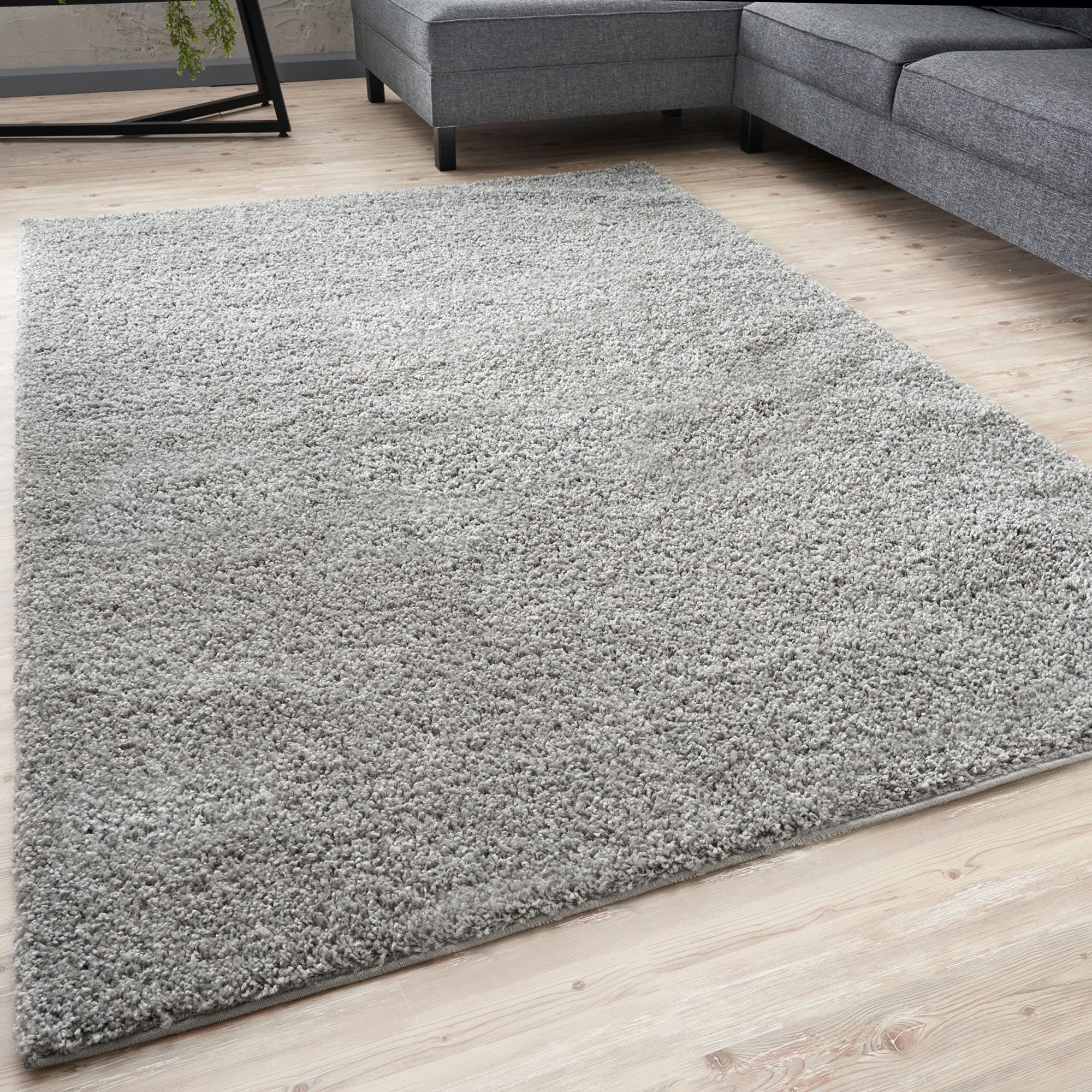 THE RUGS Living Room Rug - Shaggy Soft And Elegant Carpets For The Bedrooms And Kitchen, Easy To Clean, Many Different Sizes (120x170 cm, Grey)