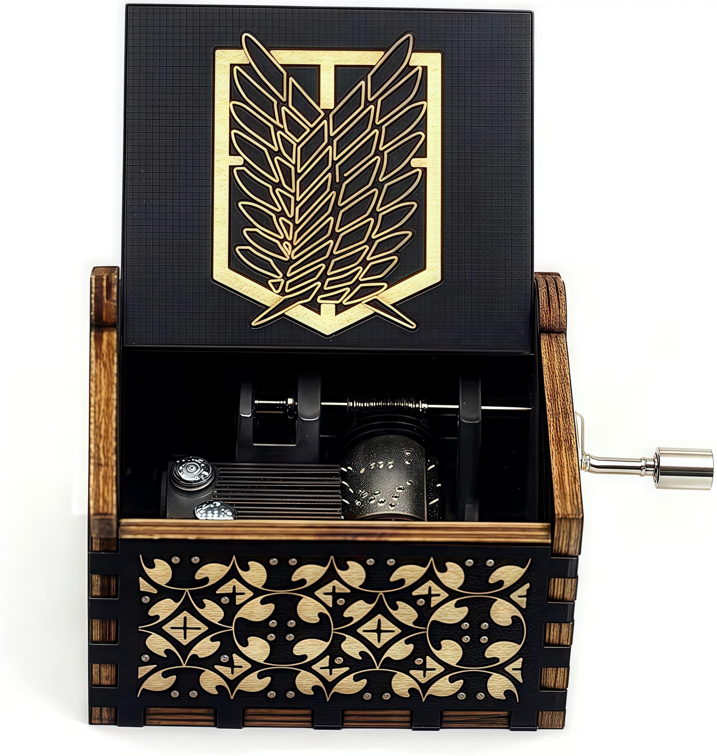 Attack on Titan Music Box Toy Wood Hand Crank Engraved Vintage Wooden Musicbox Birthday Halloween Christmas Valentine's Day Gift