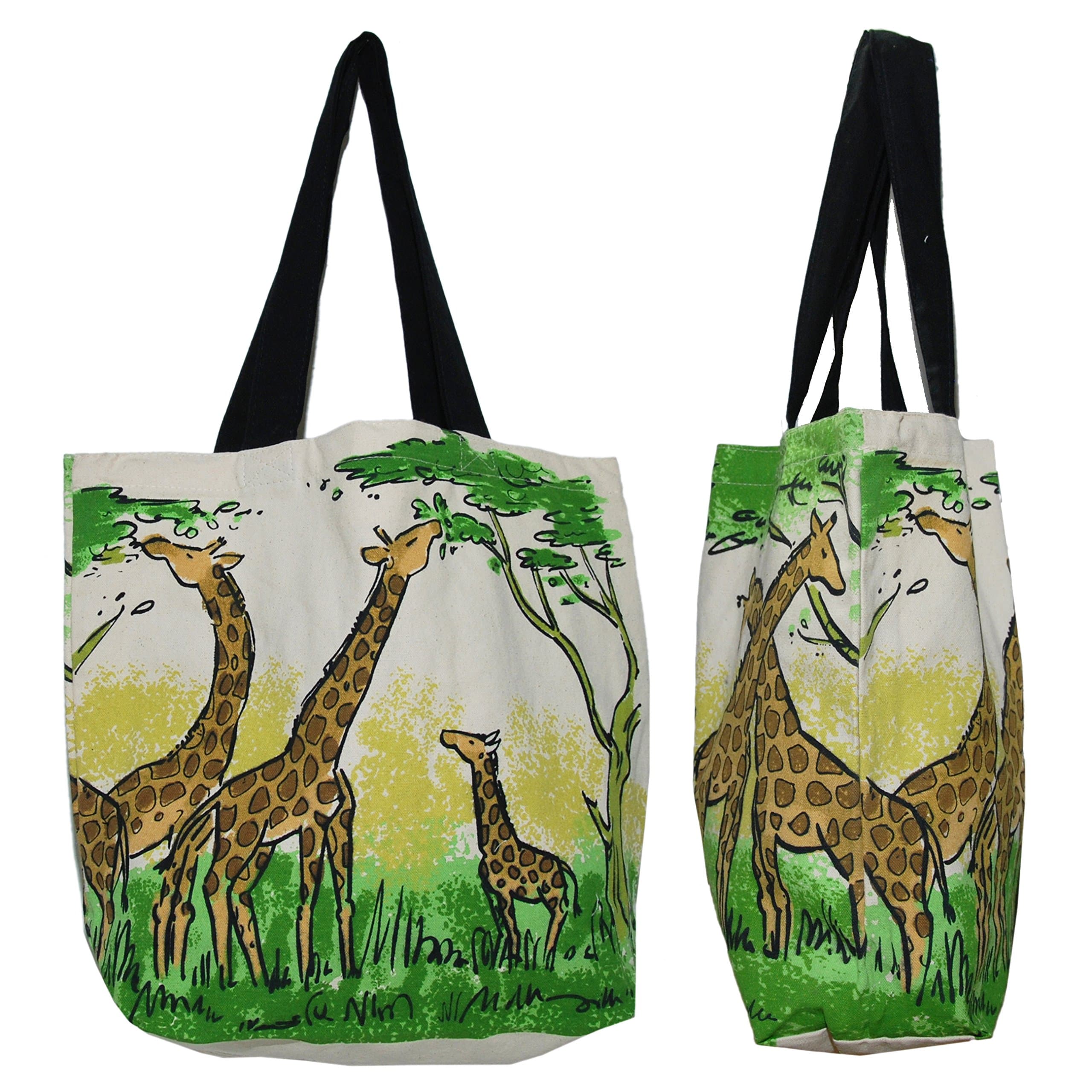 Shopper Tote Bag - Giraffe Illustrated, Eco-Friendly Reusable Multipurpose Canvas Grocery Bag