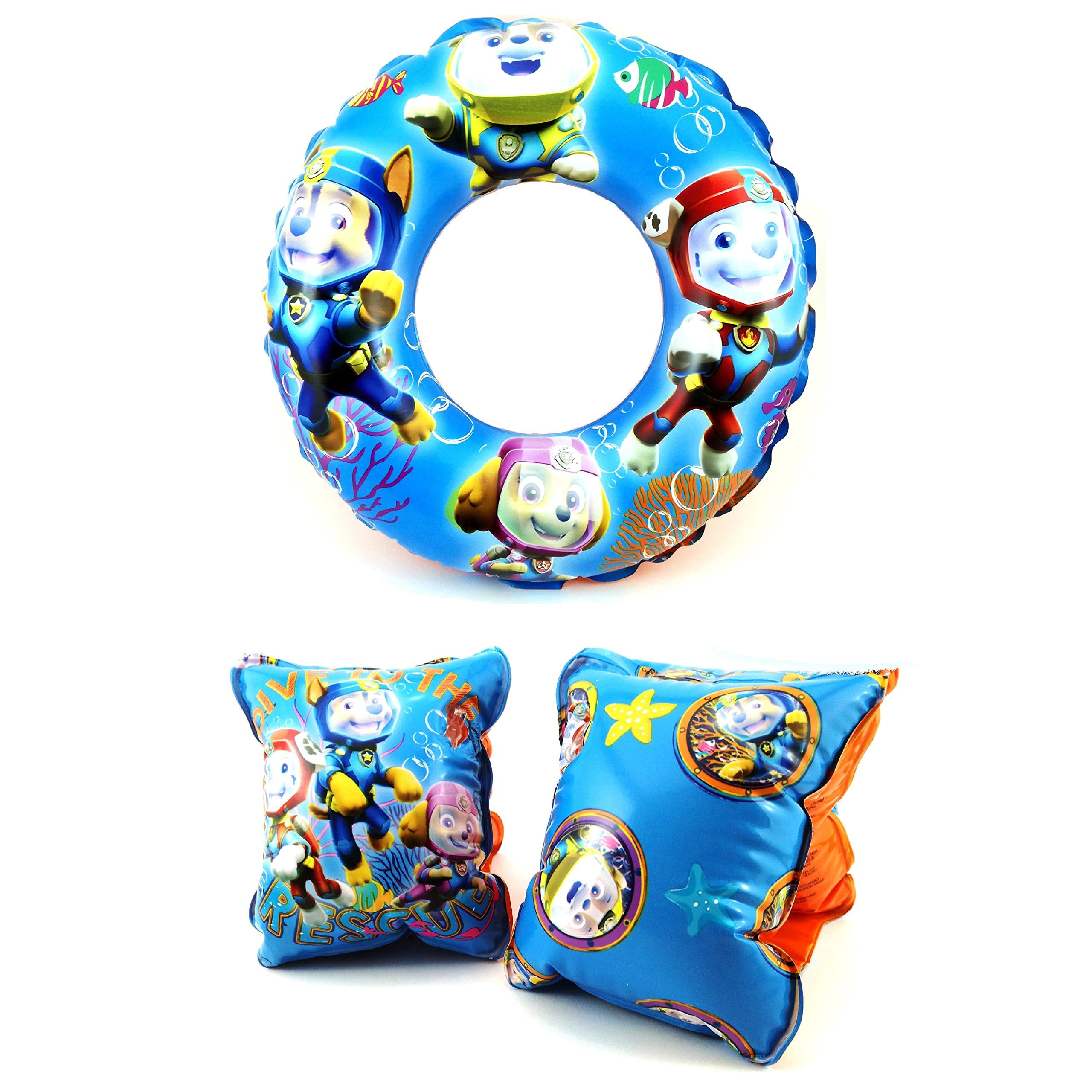 LND Gifts Paw Patrol Boys Inflatable Armbands & Swim Ring Set