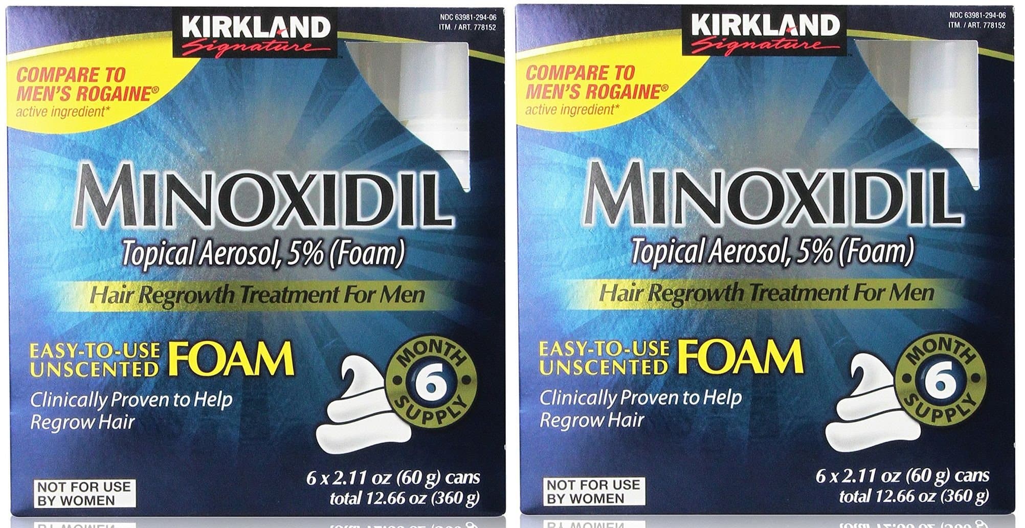 Minoxidil Foam for Men, Total 12.66 oz, 6 cans, 2 Pack
