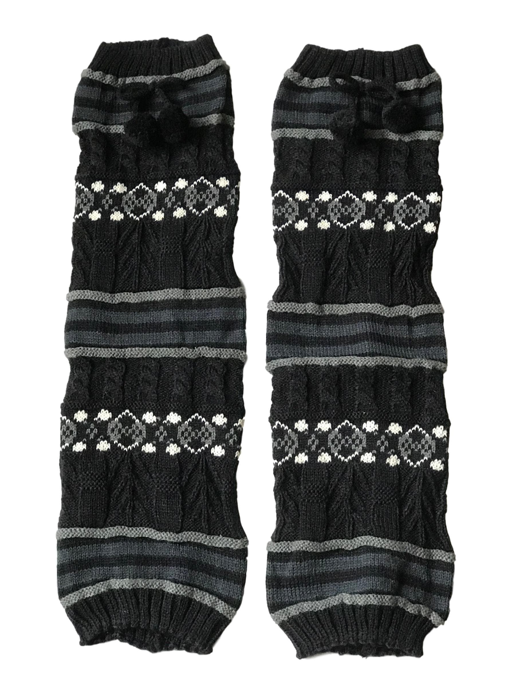 Simply Vera Vera WangFairisle Leg Warmers (Black, One Size)