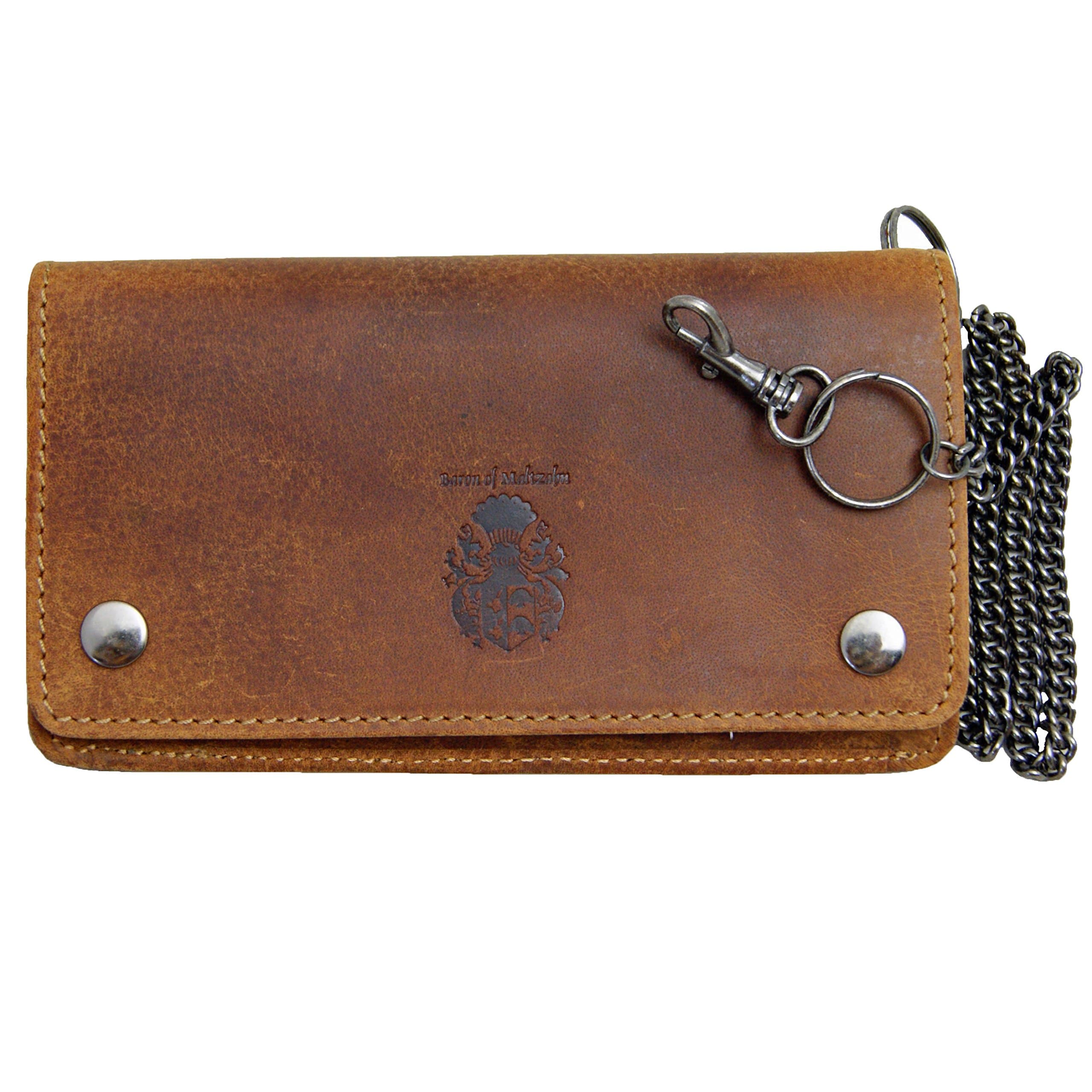 Baron of Maltzahn Biker Wallet - Money Pouch with Chain Rockefeller Brown Leather