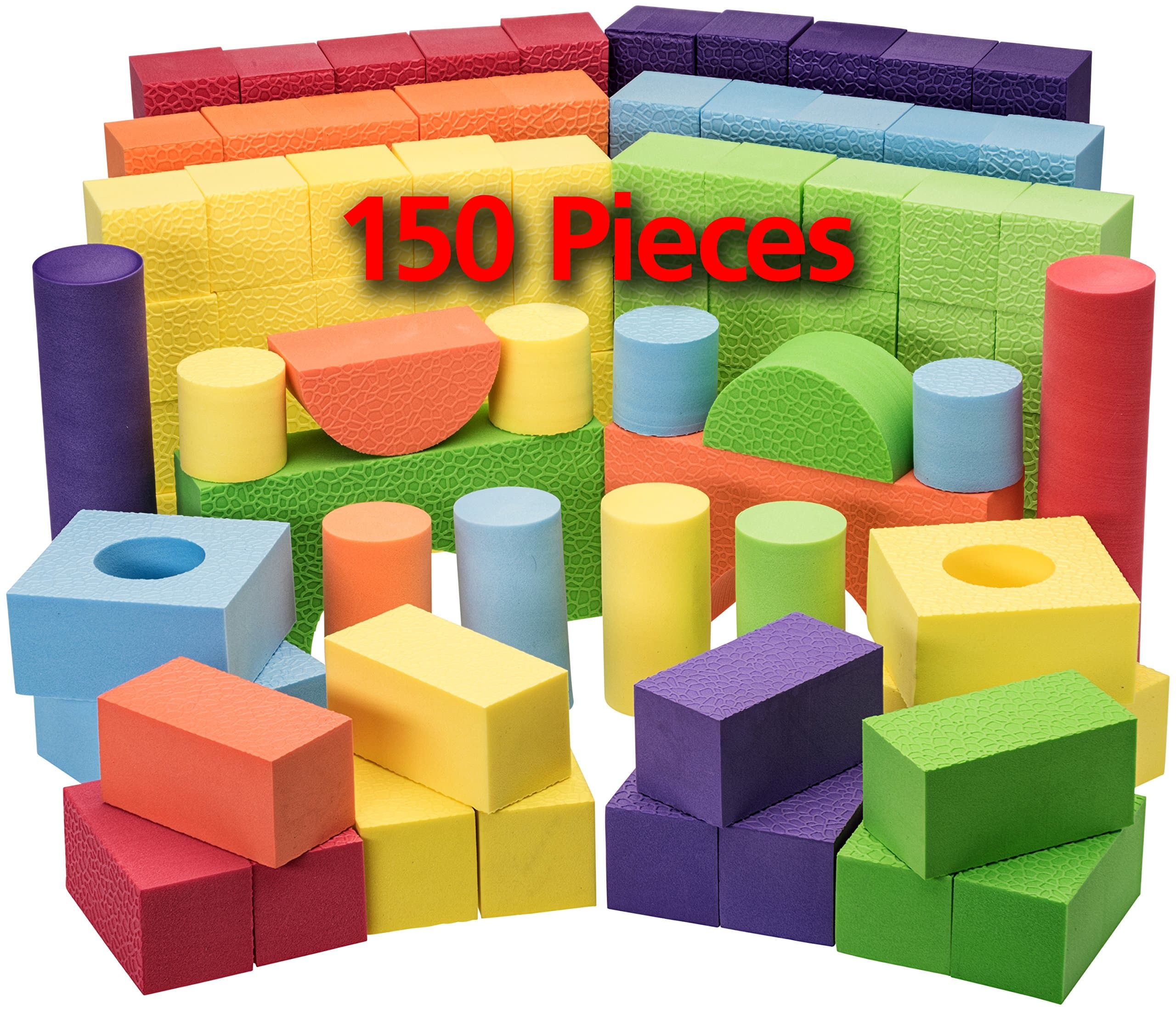 Dragon Too Foam Blocks and Stacking Blocks -Non Toxic- 150 Pcs Creative and Educational- with Reusable Zippered Bag