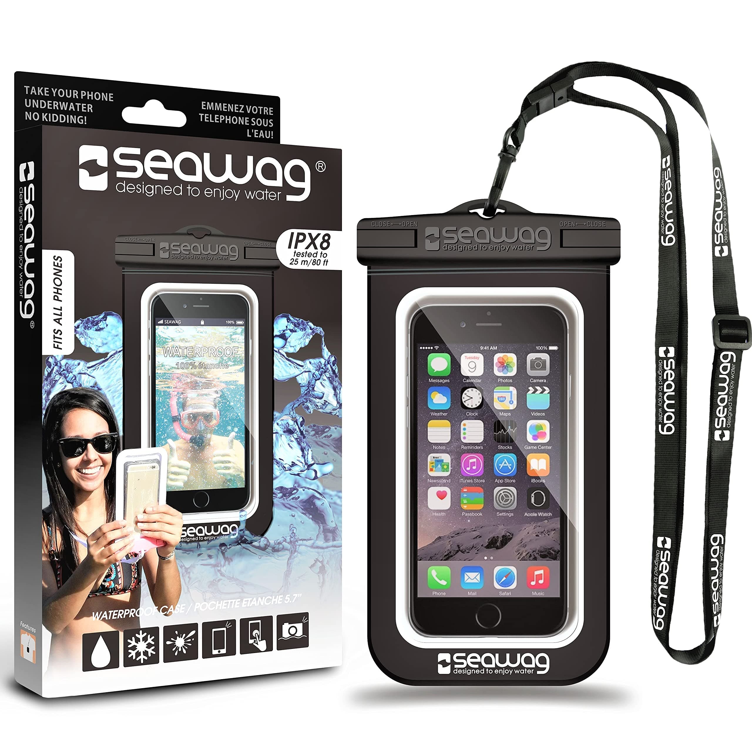 Seawag Universal Waterproof Case for Smartphone 5.7" (Black/White)