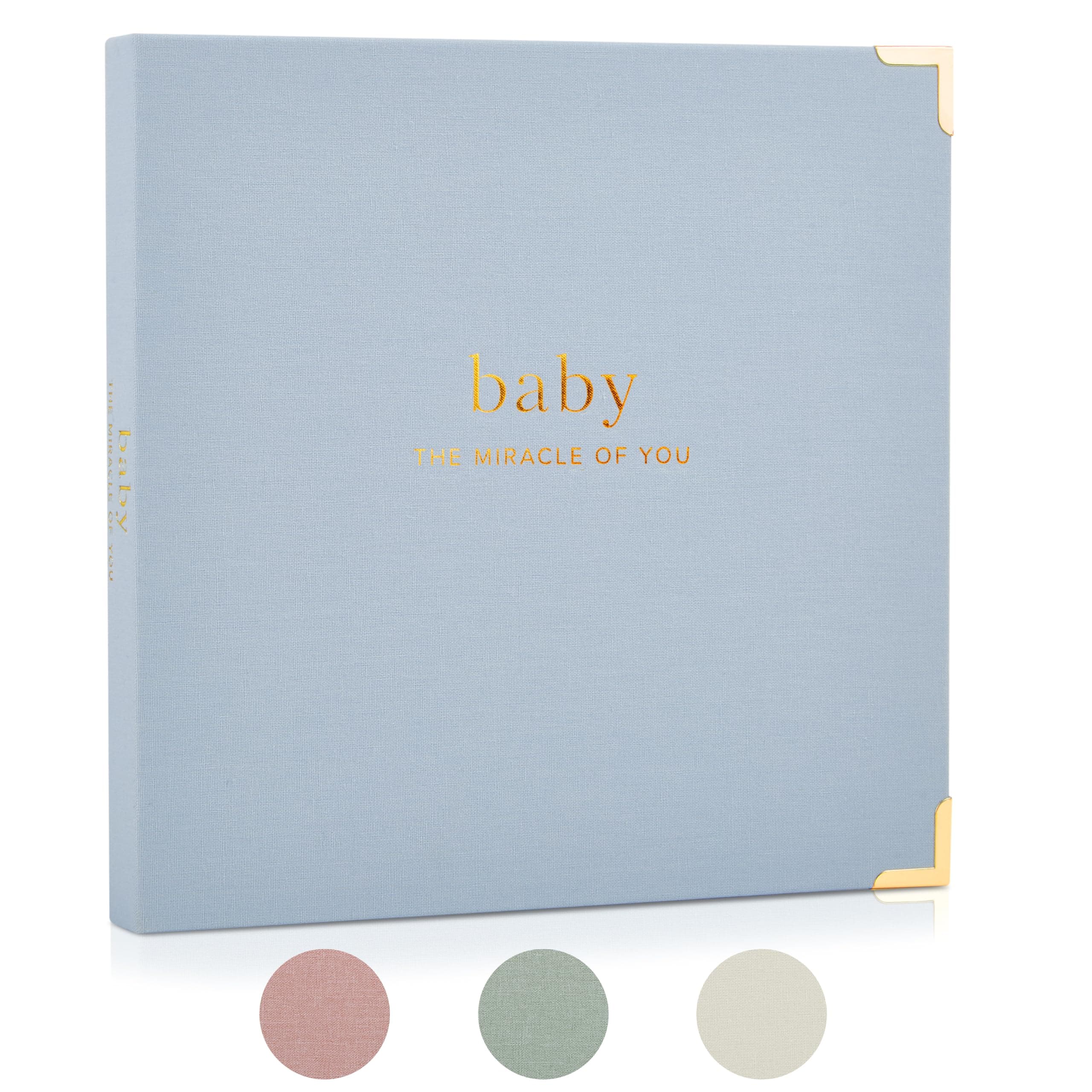 Keepsake Baby Memory Book for Boys and Girls – Timeless First 5 Year Baby Book – Gender Neutral Blue Baby Journal Scrapbook or Photo Album - A Milestone Book to Record Every Event from Birth to Age 5