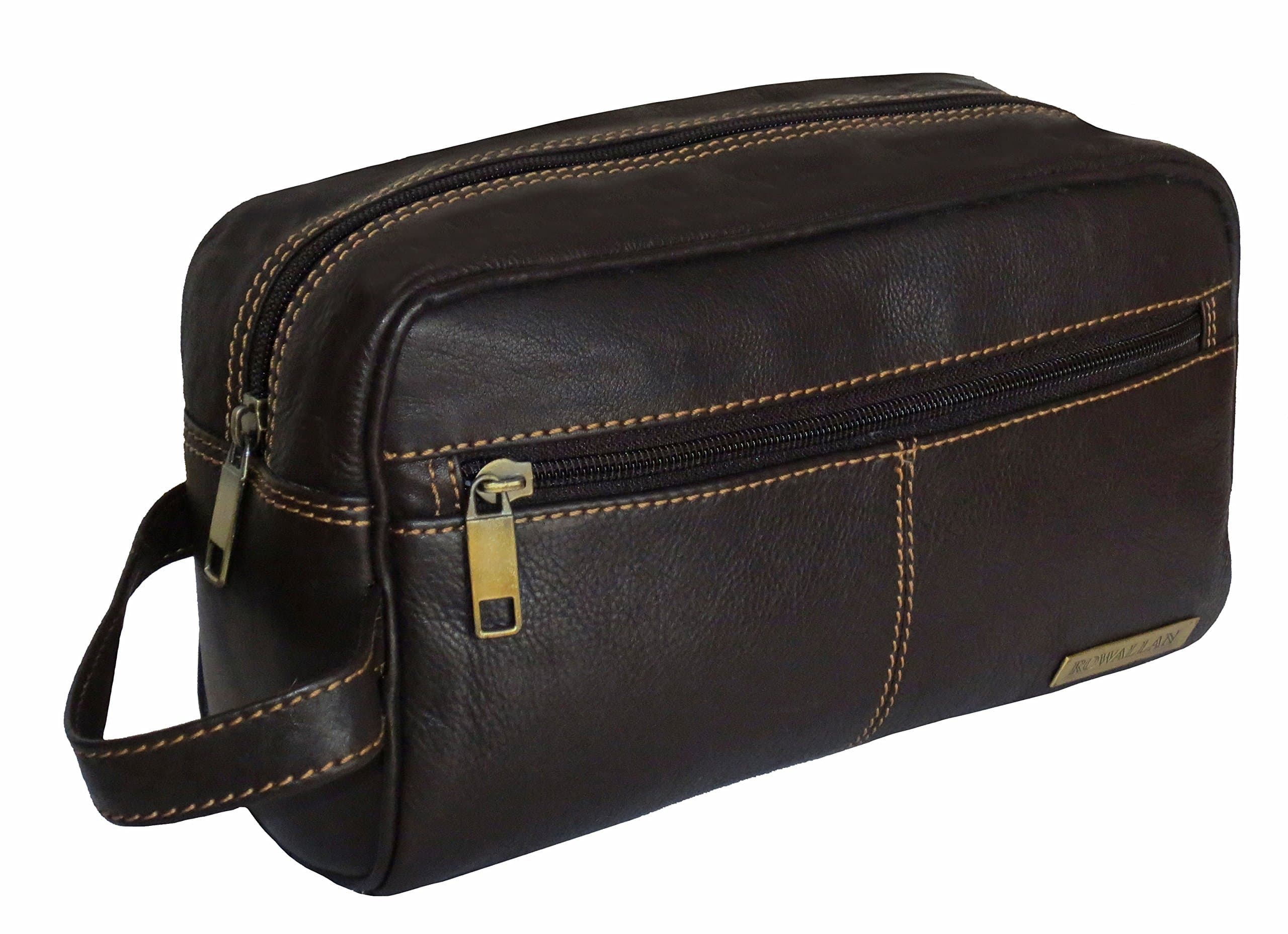 Rowallan Brown Leather Wash Bag