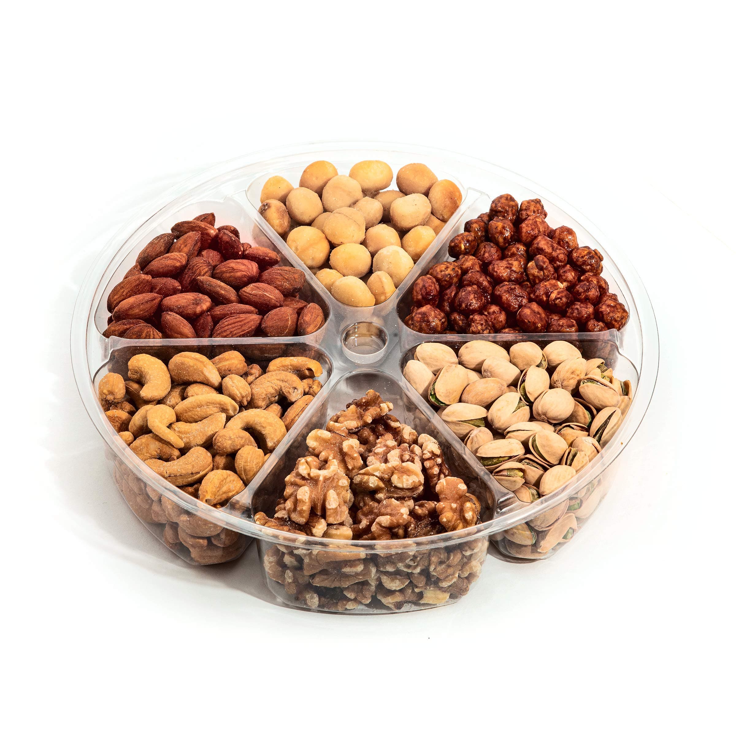 Gourmet Freshly Roasted 6 Section Medium Nut Tray Holiday Anniversary Birthday Nut Gift Basket Party Decorative Nut Platter