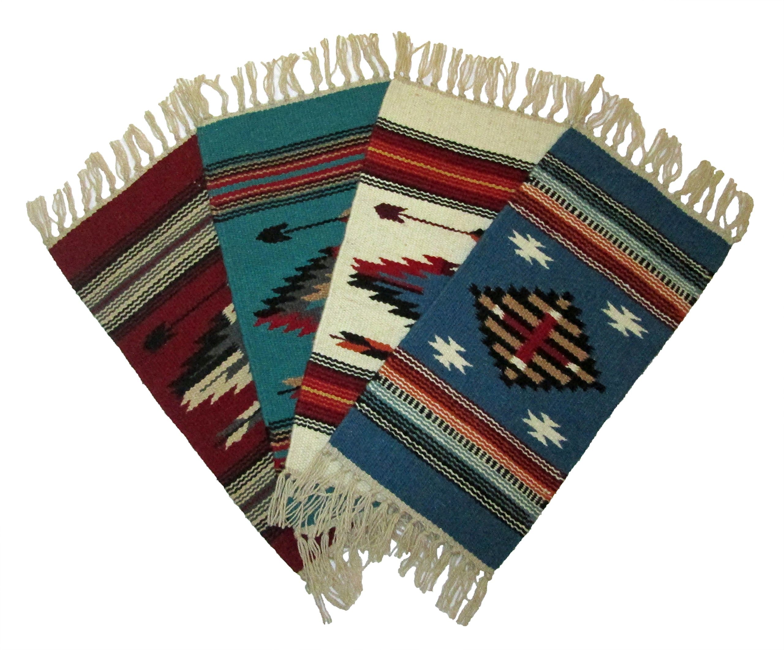 Set of 4, Hand woven wool Placemats or Table Mats, Southwest, Western, Native American style Design (Phoenix02)