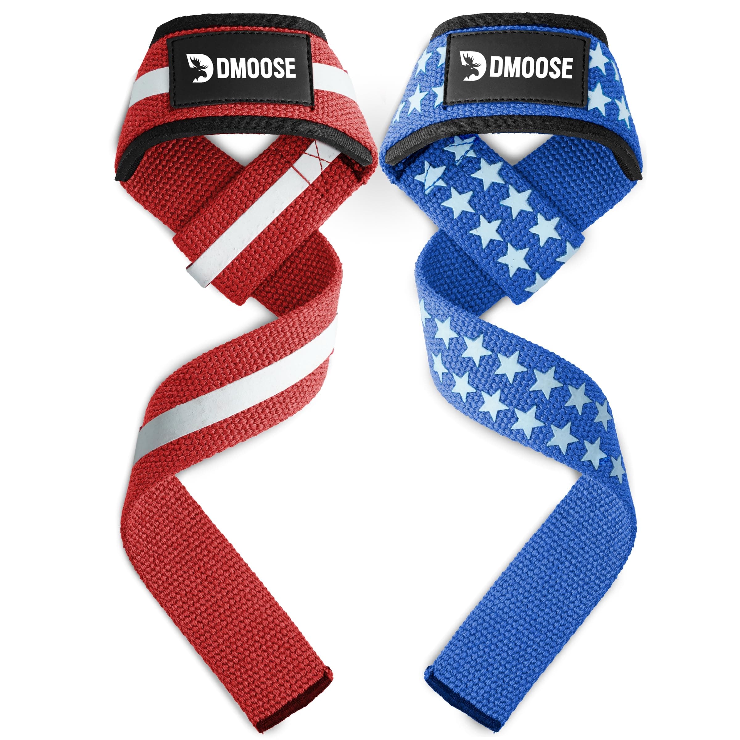 DMoose Fitness Lifting Straps 24" (Pair) - 5mm Padded Durable Wrist Straps for Weightlifting & Powerlifting - Cotton Lifting Strap with Silicone Grip for Men & Women - Deadlift Strap for Gym Workout